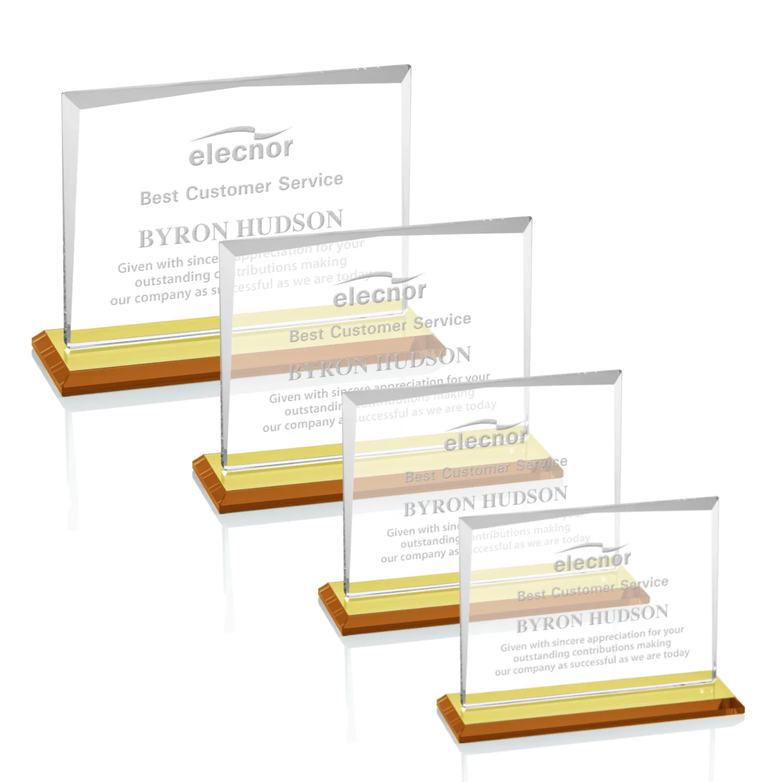Personalized Starfire Crystal Rectangle Award with White Base, Eight Colors, awards for sales achievement awards
