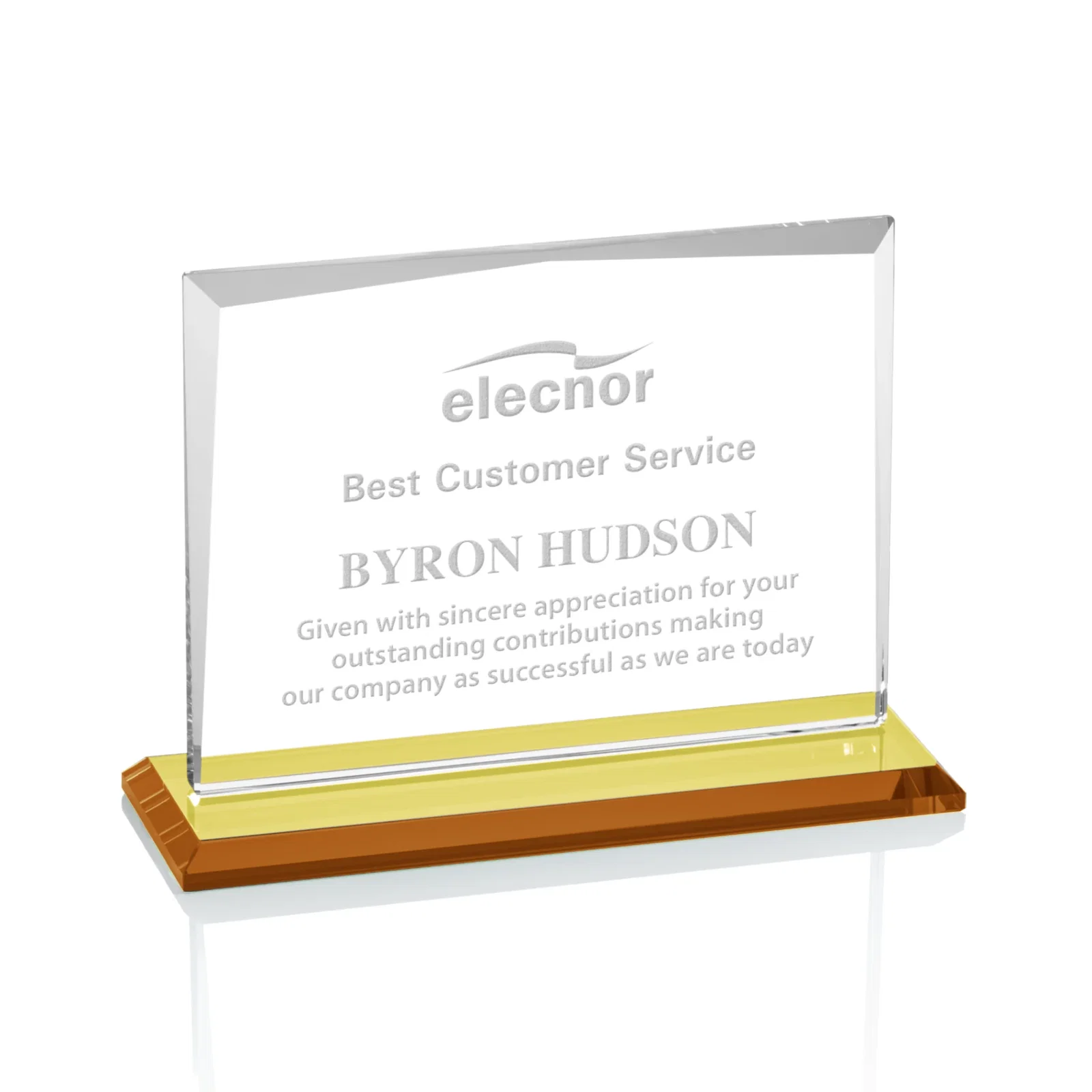 Personalized Starfire Crystal Rectangle Award with White Base, Eight Colors, awards for retirement presentations