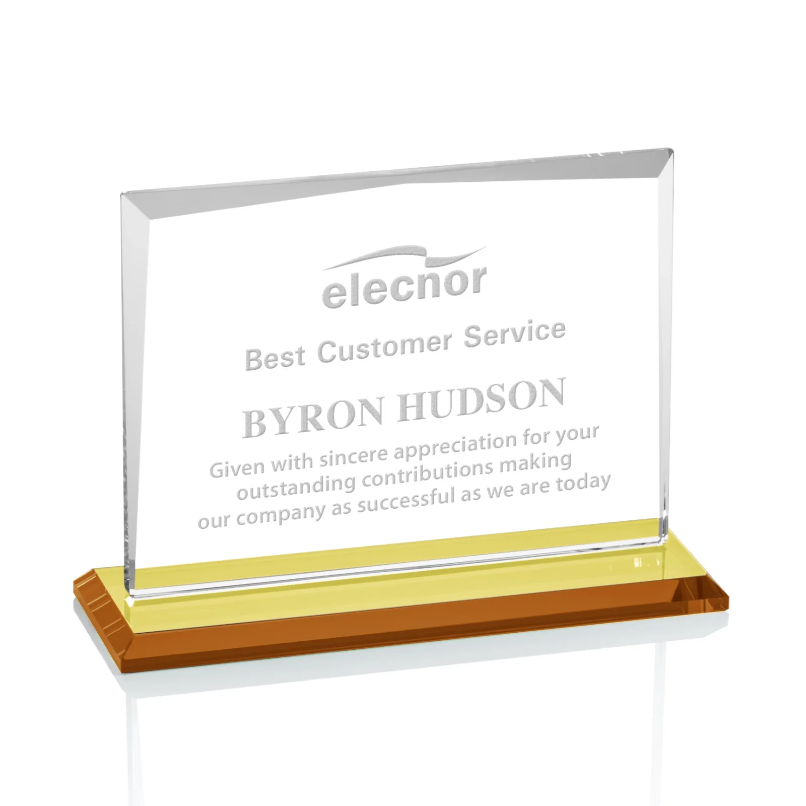 Personalized Starfire Crystal Rectangle Award with White Base, Eight Colors, awards for team milestone celebrations