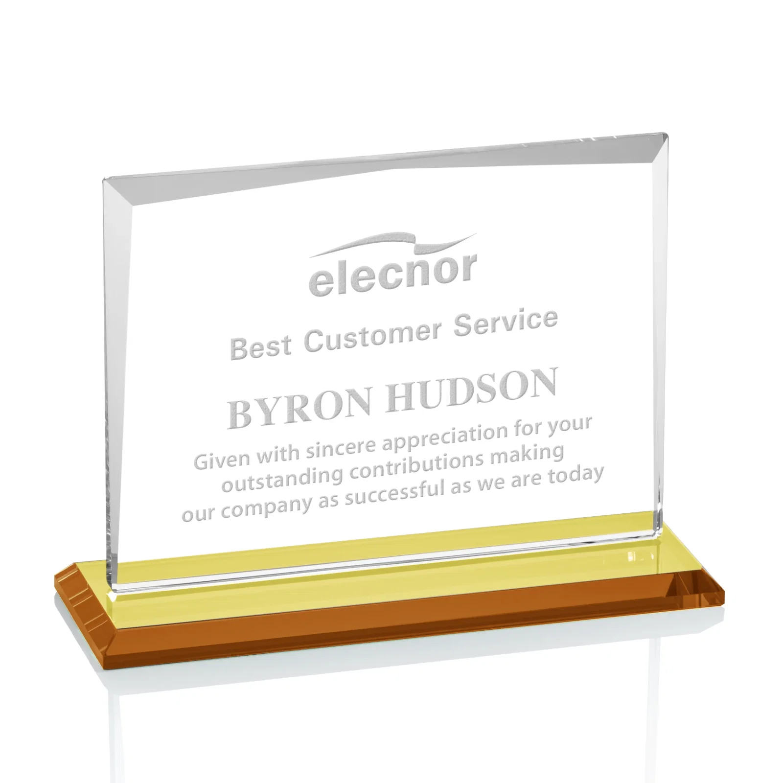 Personalized Starfire Crystal Rectangle Award with White Base, Eight Colors, awards for donor appreciation