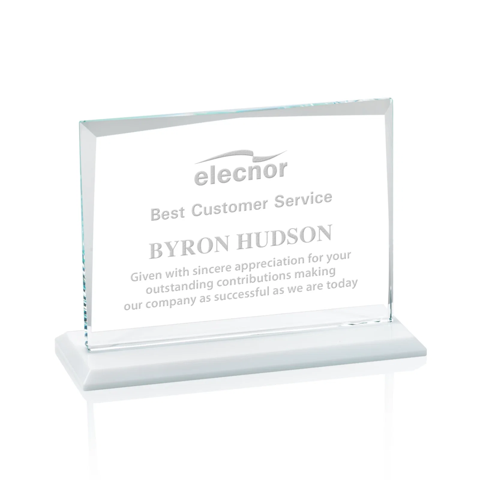 Custom Starfire Crystal Rectangle Award with White Base, Eight Colors, awards for corporate award ceremonies