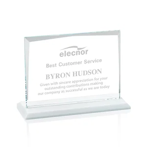 Starfire Crystal Rectangle Award with White Base, Eight Colors