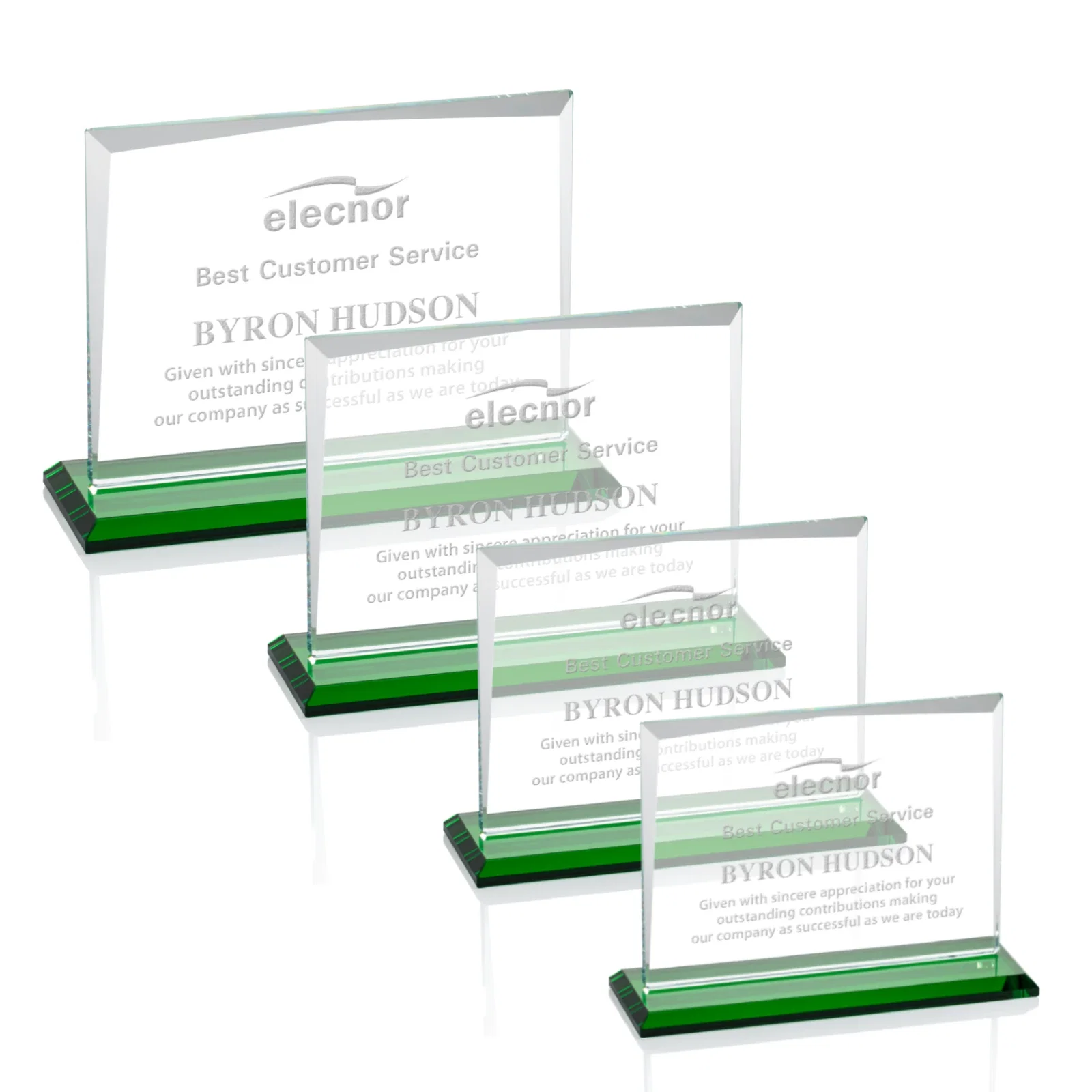 Personalized Starfire Crystal Rectangle Award with White Base, Eight Colors, awards for safety achievement programs