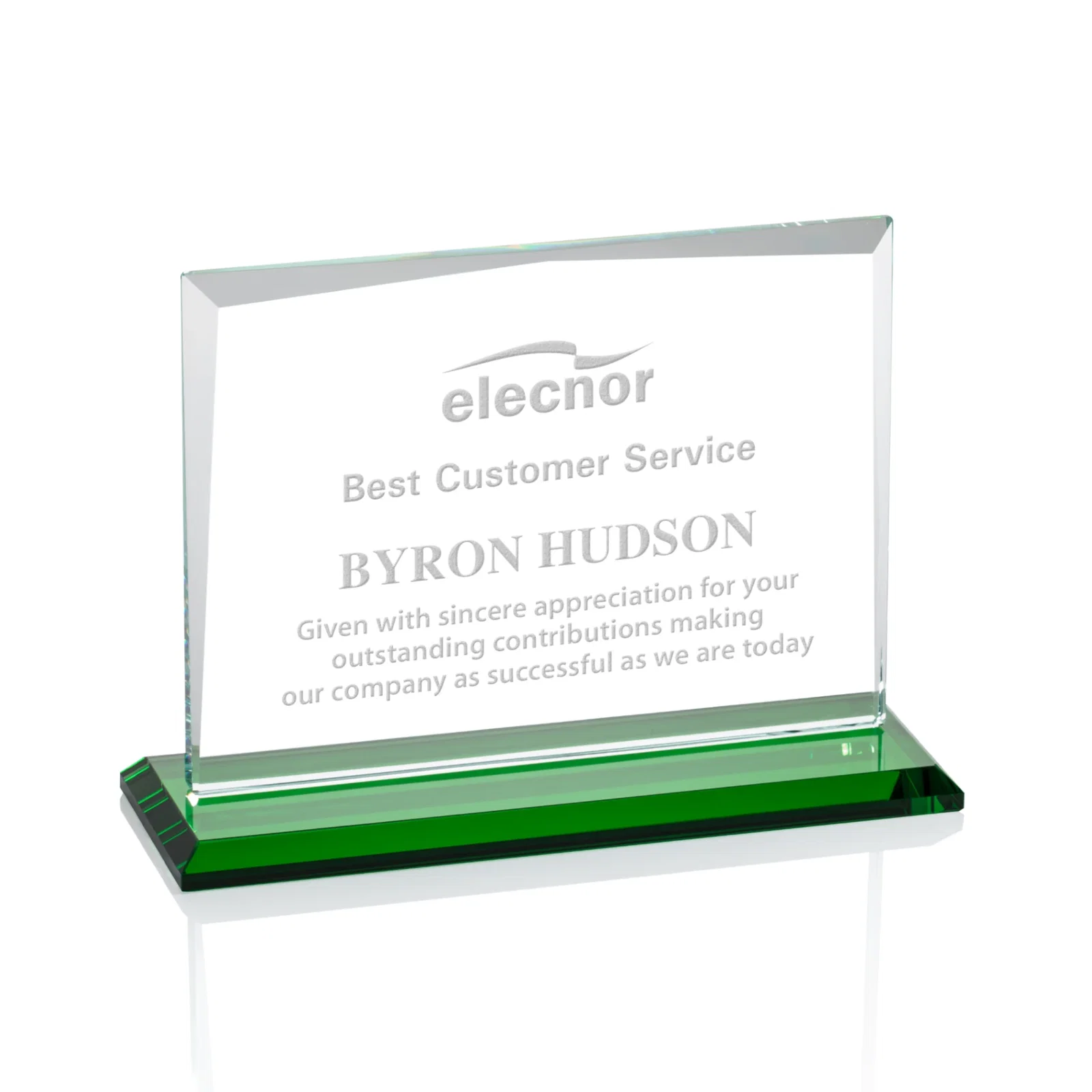 Personalized Starfire Crystal Rectangle Award with White Base, Eight Colors, awards for volunteer appreciation