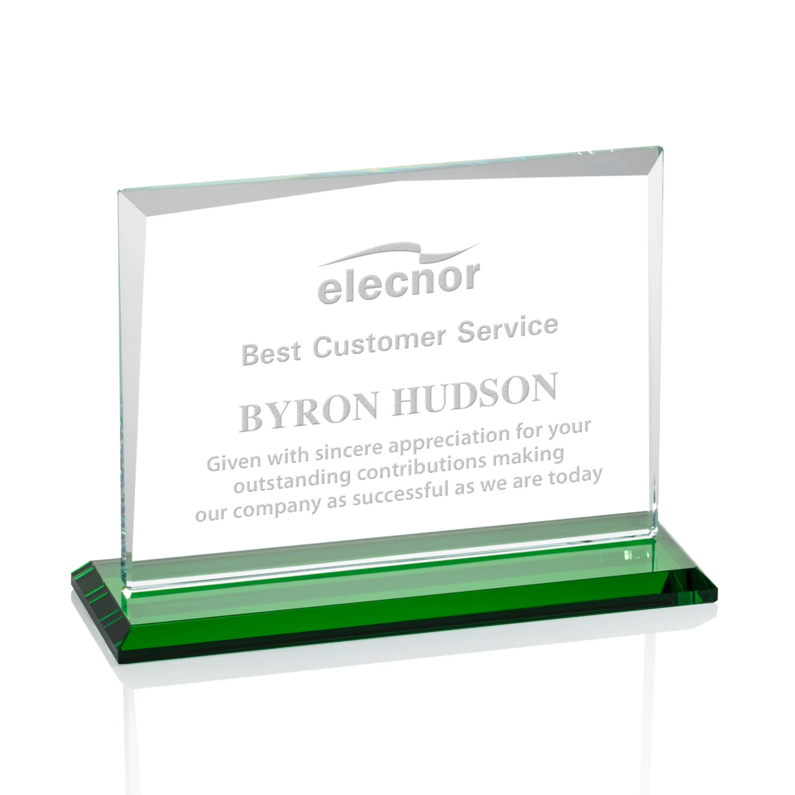 Personalized Starfire Crystal Rectangle Award with White Base, Eight Colors, awards for dealer and partner awards
