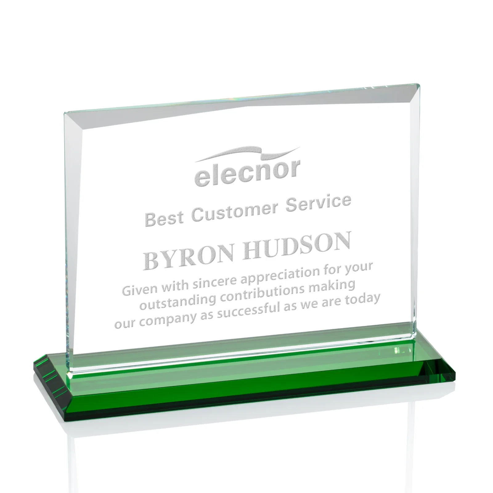 Personalized Starfire Crystal Rectangle Award with White Base, Eight Colors, awards for company anniversary events