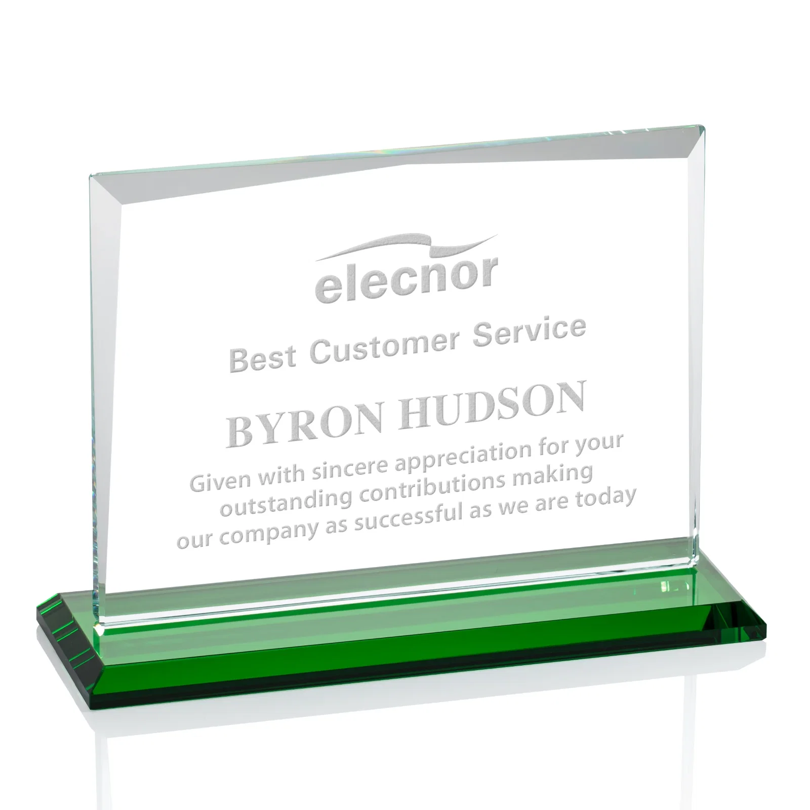 Promotional Starfire Crystal Rectangle Award with White Base, Eight Colors, awards for employee recognition