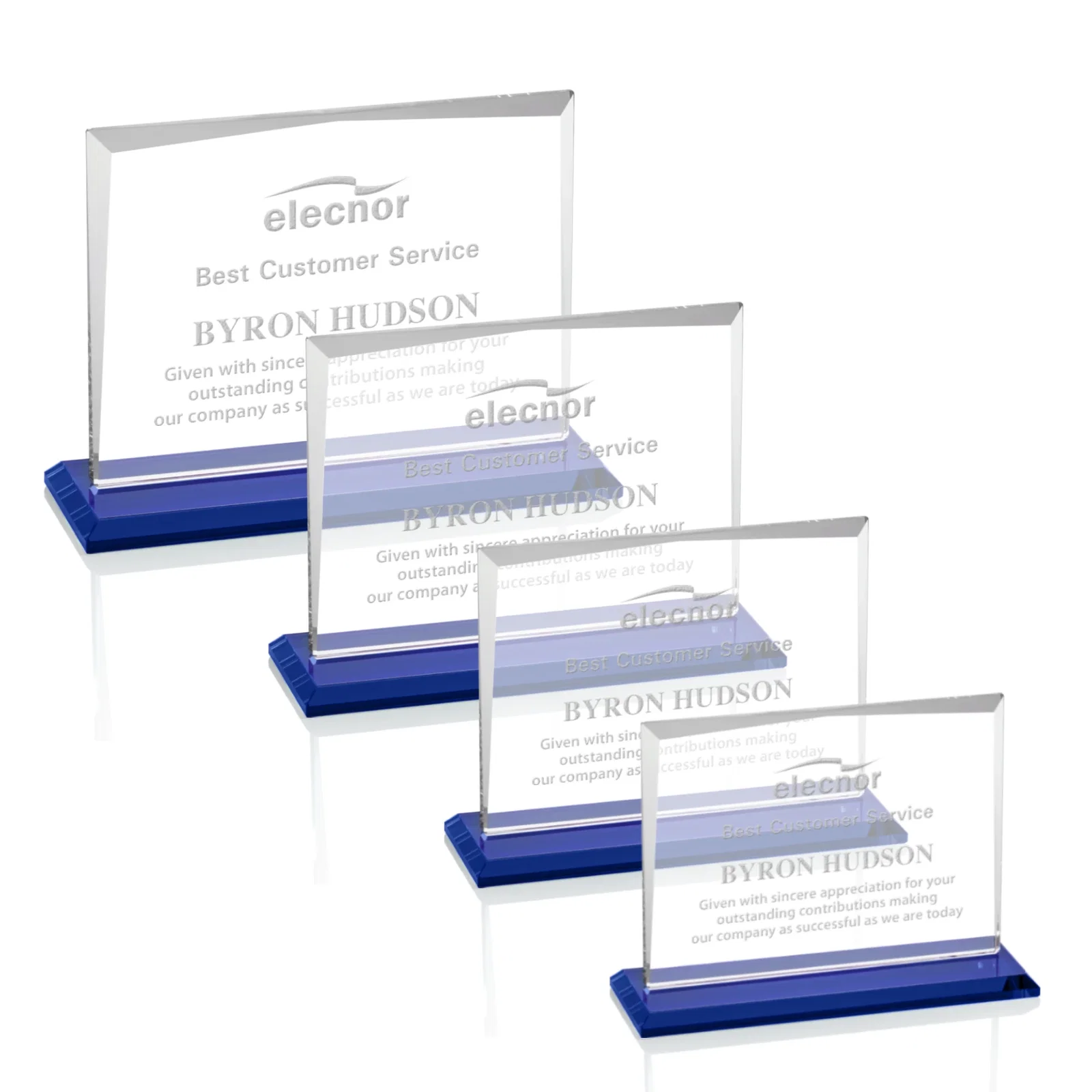 Promotional Starfire Crystal Rectangle Award with White Base, Eight Colors, awards for corporate award ceremonies