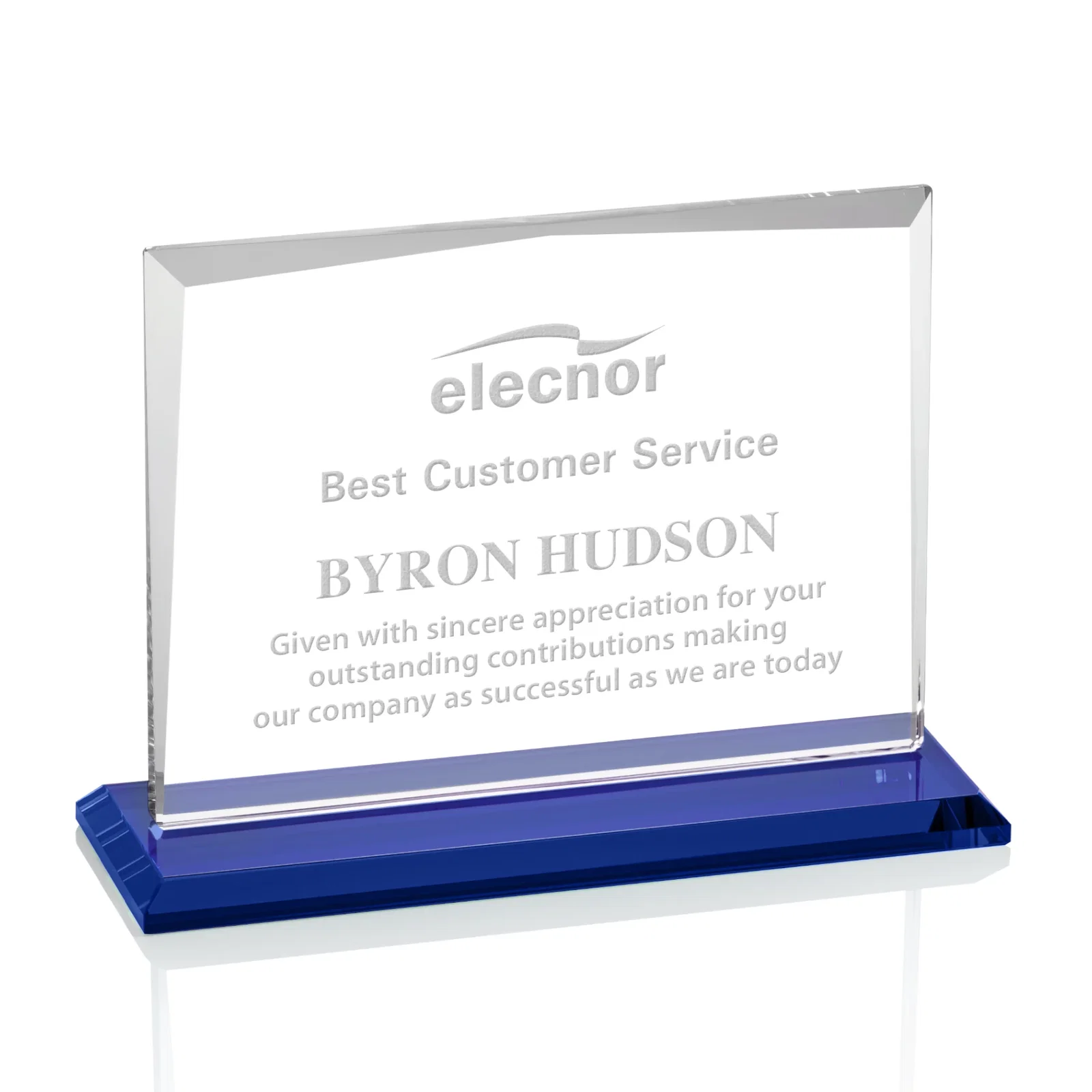 Promotional Starfire Crystal Rectangle Award with White Base, Eight Colors, awards for retirement presentations