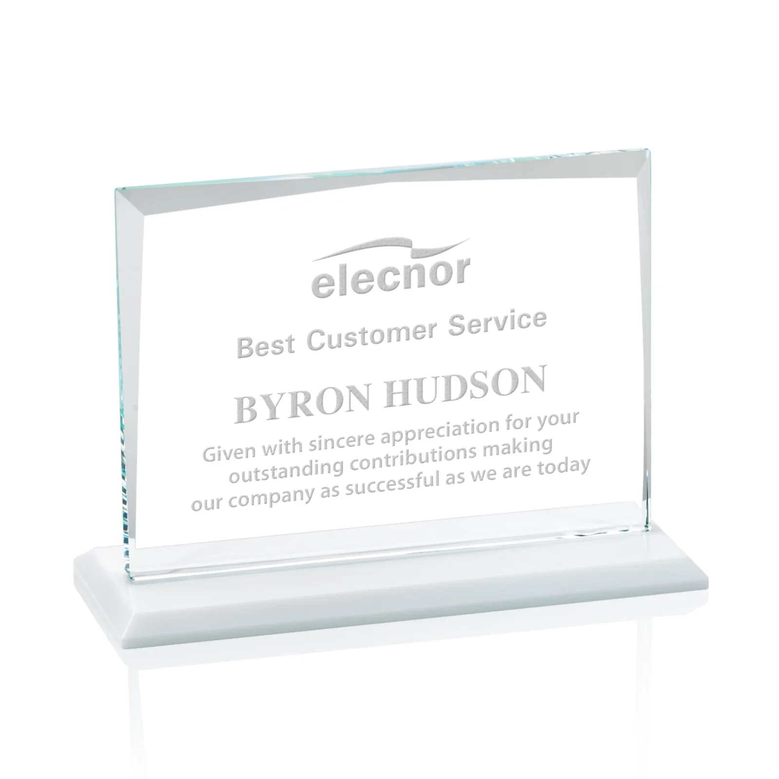 Custom Starfire Crystal Rectangle Award with White Base, Eight Colors, awards for service anniversary gifts