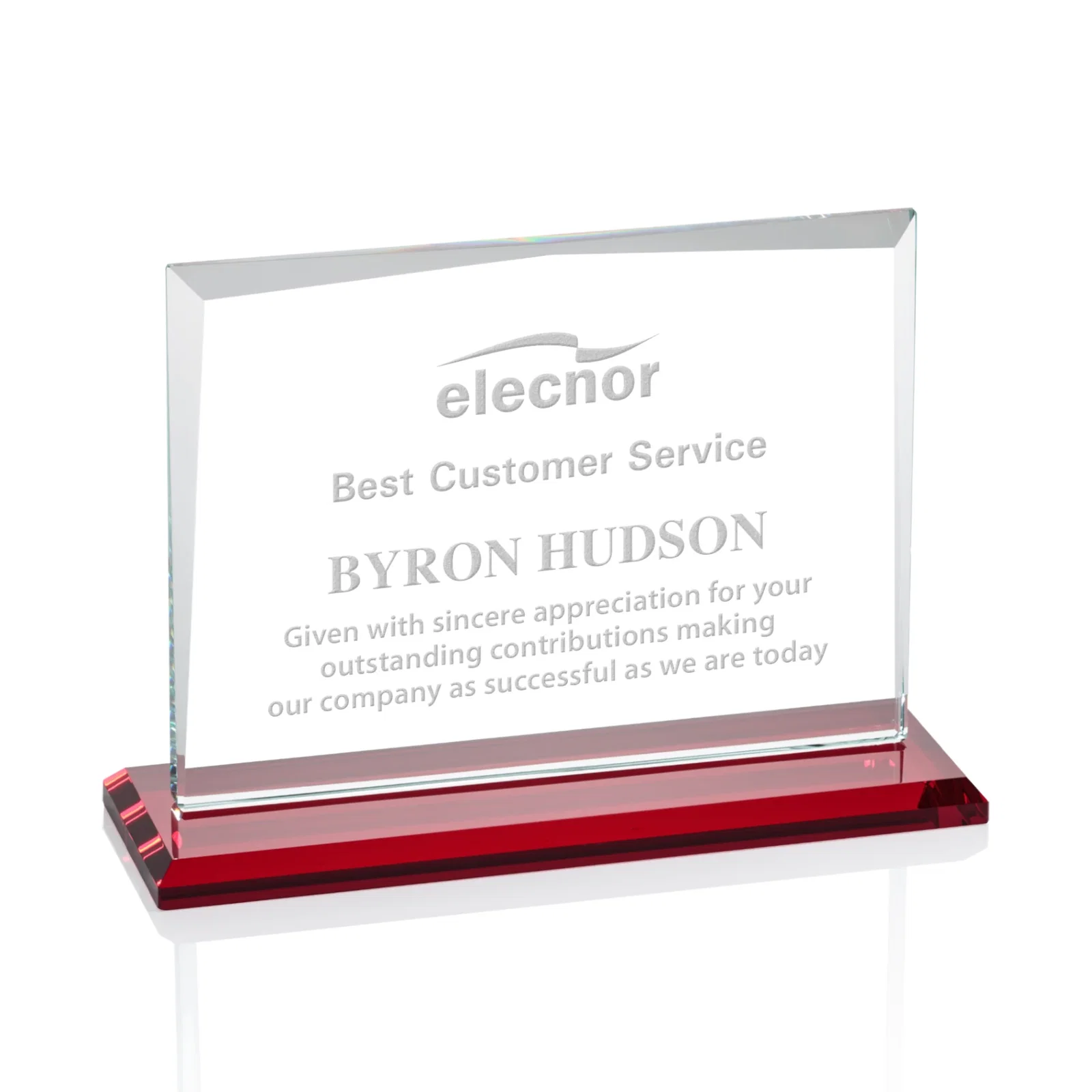 Promotional Starfire Crystal Rectangle Award with White Base, Eight Colors, awards for safety achievement programs