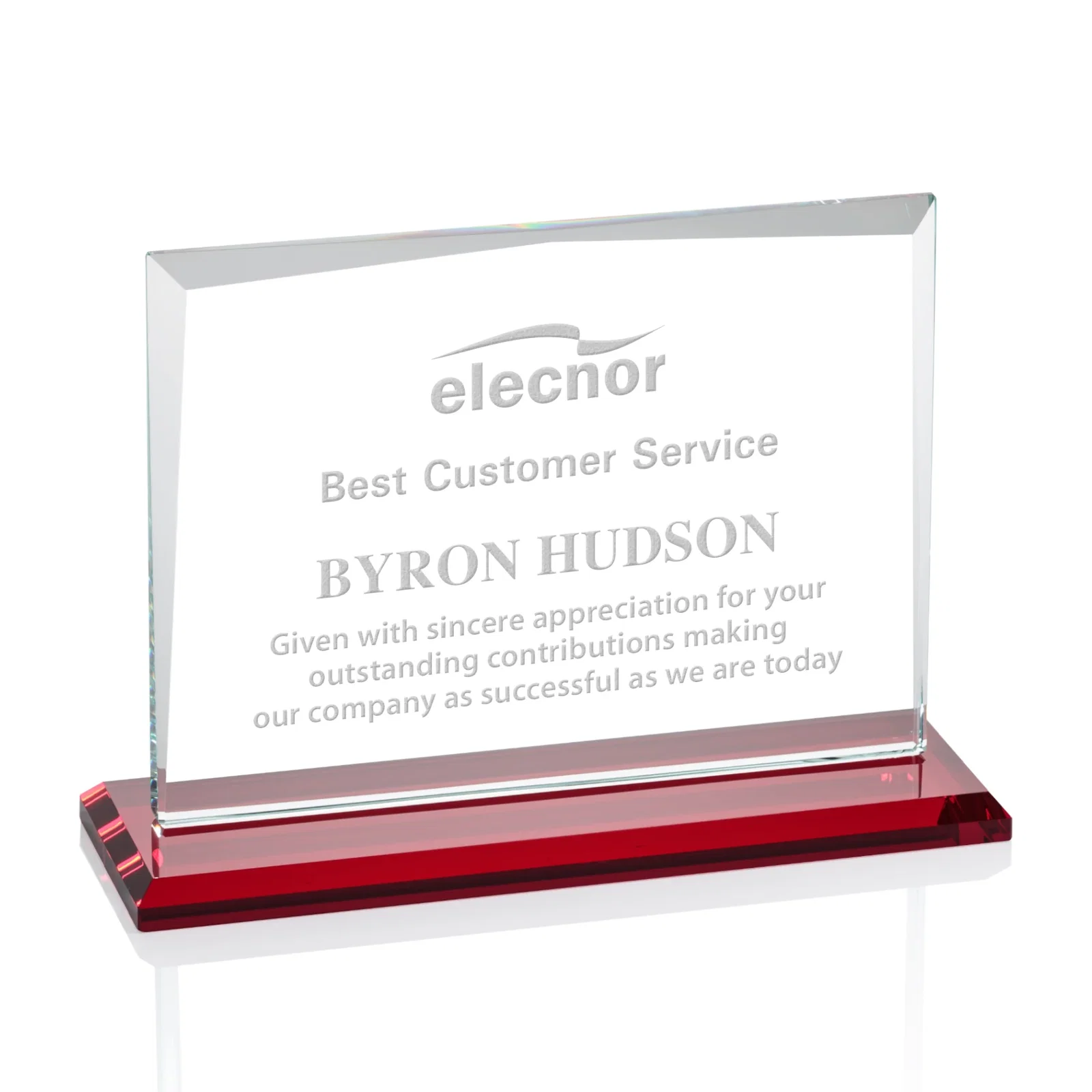 Promotional Starfire Crystal Rectangle Award with White Base, Eight Colors, awards for volunteer appreciation