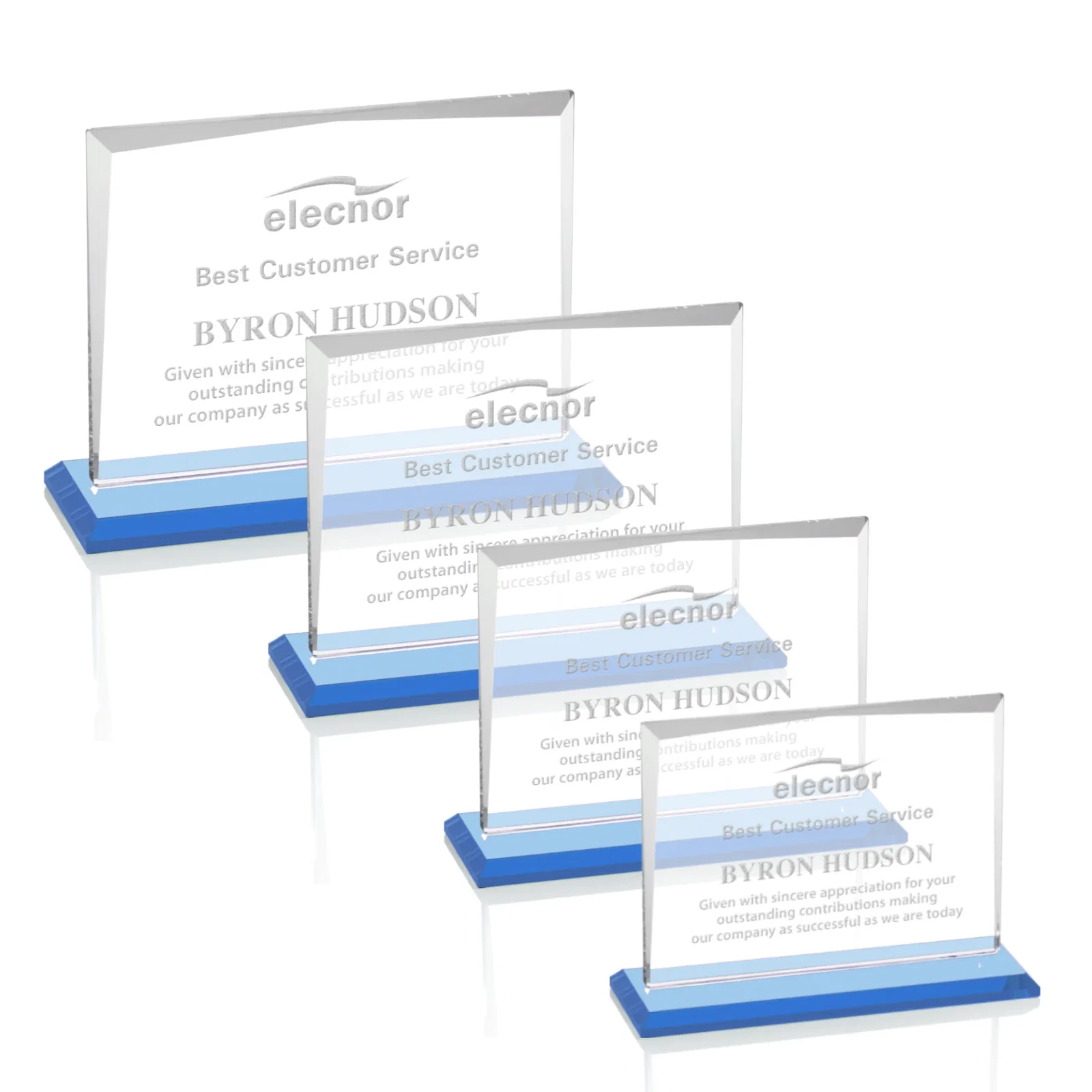 Promotional Starfire Crystal Rectangle Award with White Base, Eight Colors, awards for company anniversary events