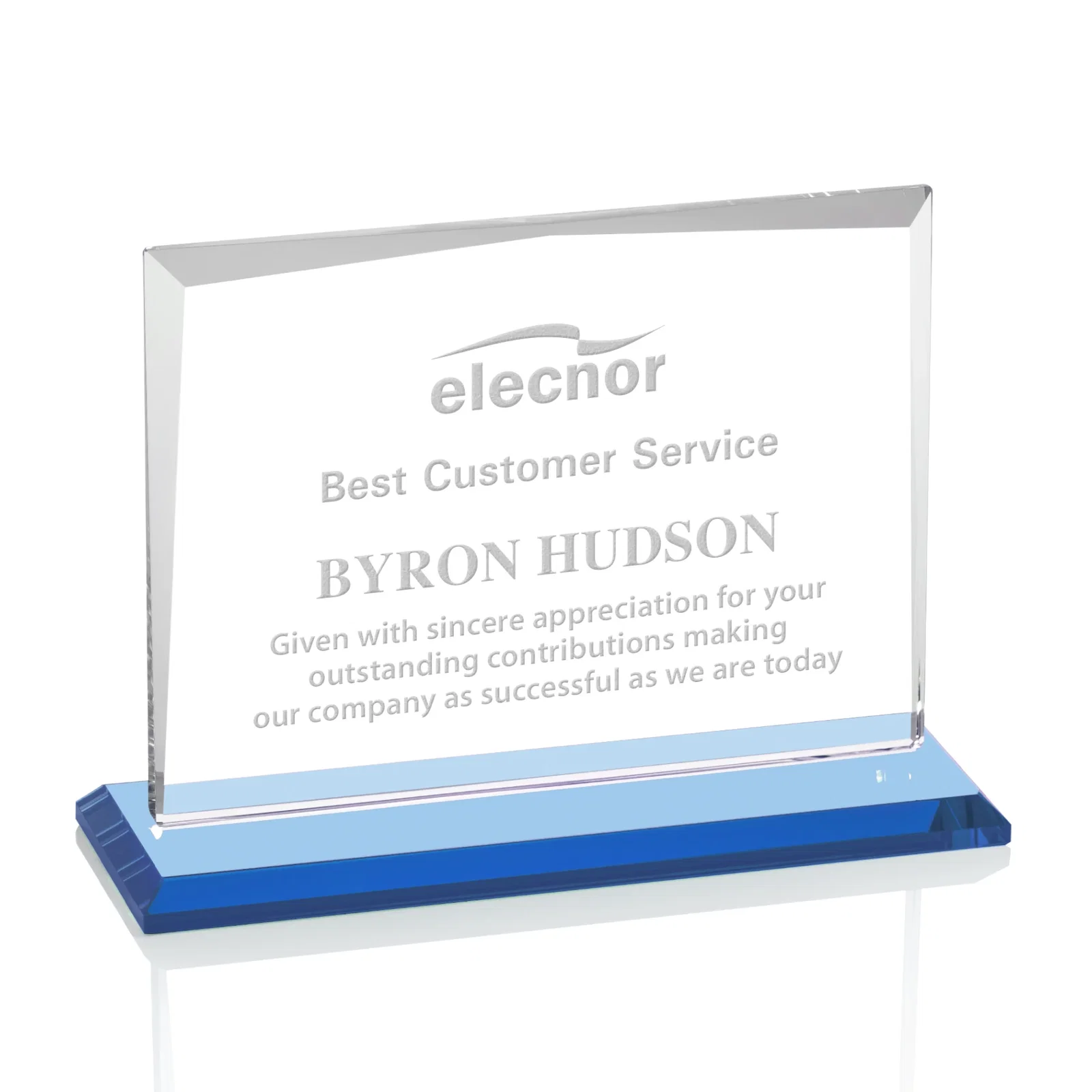 Branded Starfire Crystal Rectangle Award with White Base, Eight Colors, awards for service anniversary gifts
