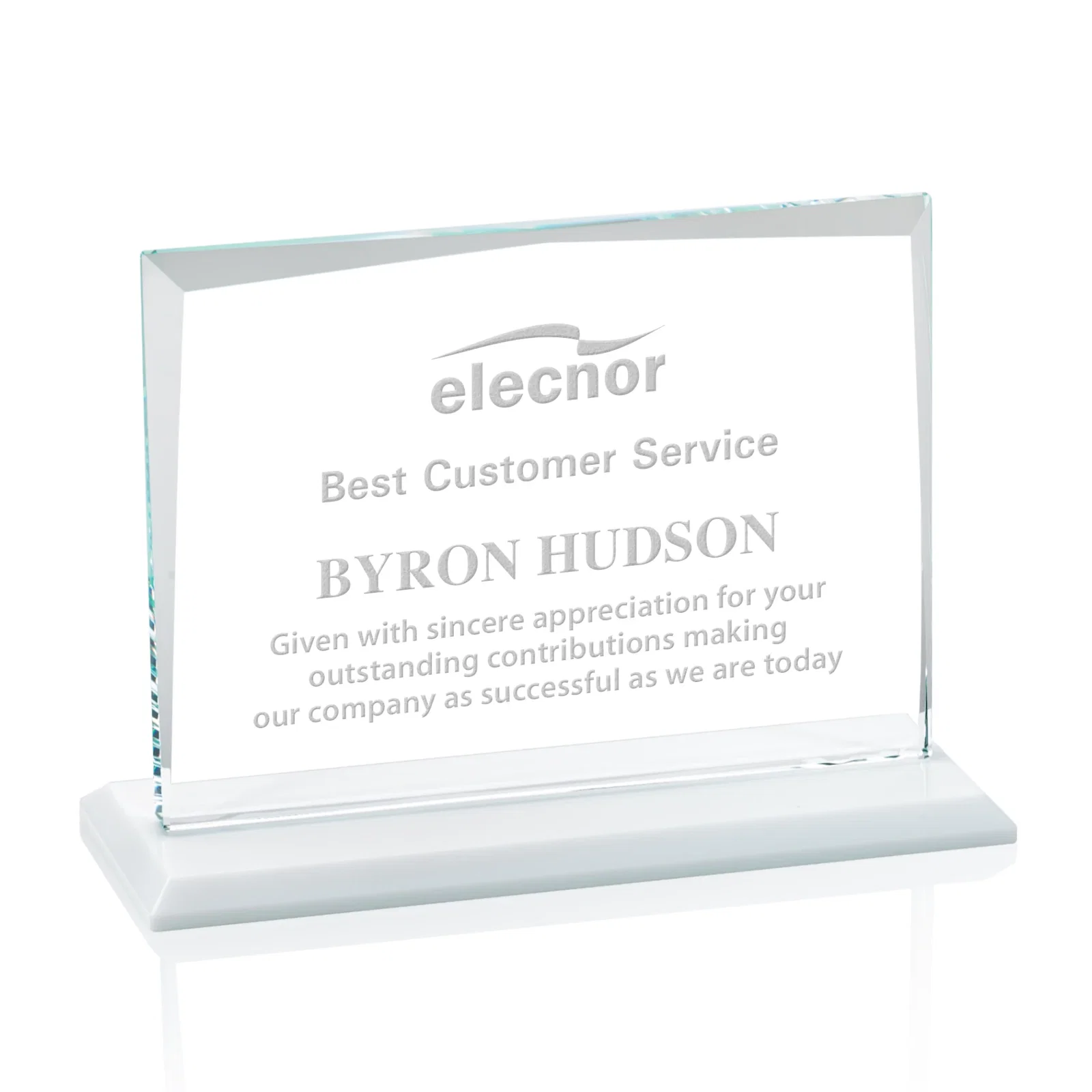 Custom Starfire Crystal Rectangle Award with White Base, Eight Colors, awards for sales achievement awards