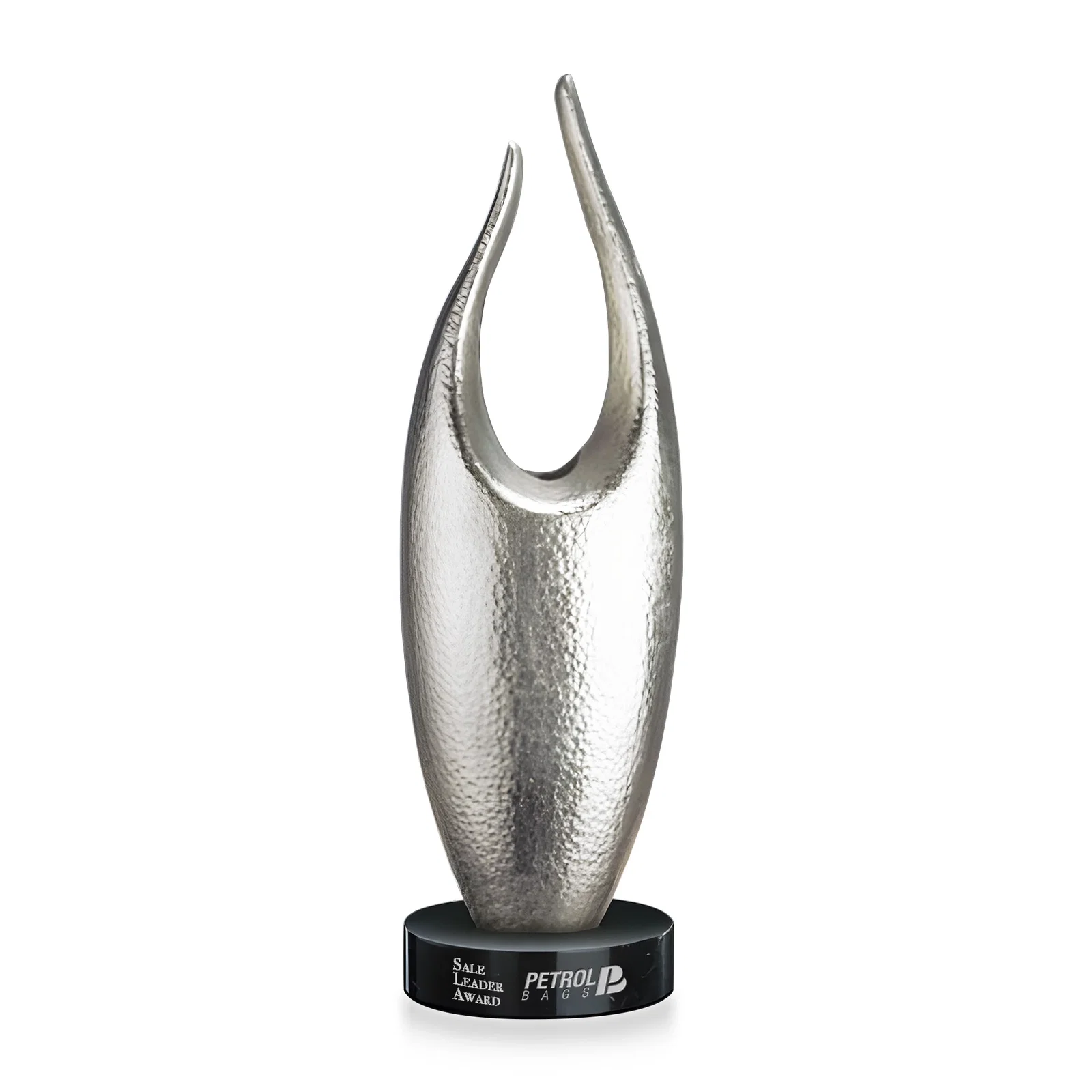Custom Aluminum Statuette Award on Marble Base, 5x1 In Engraving Area for corporate award ceremonies