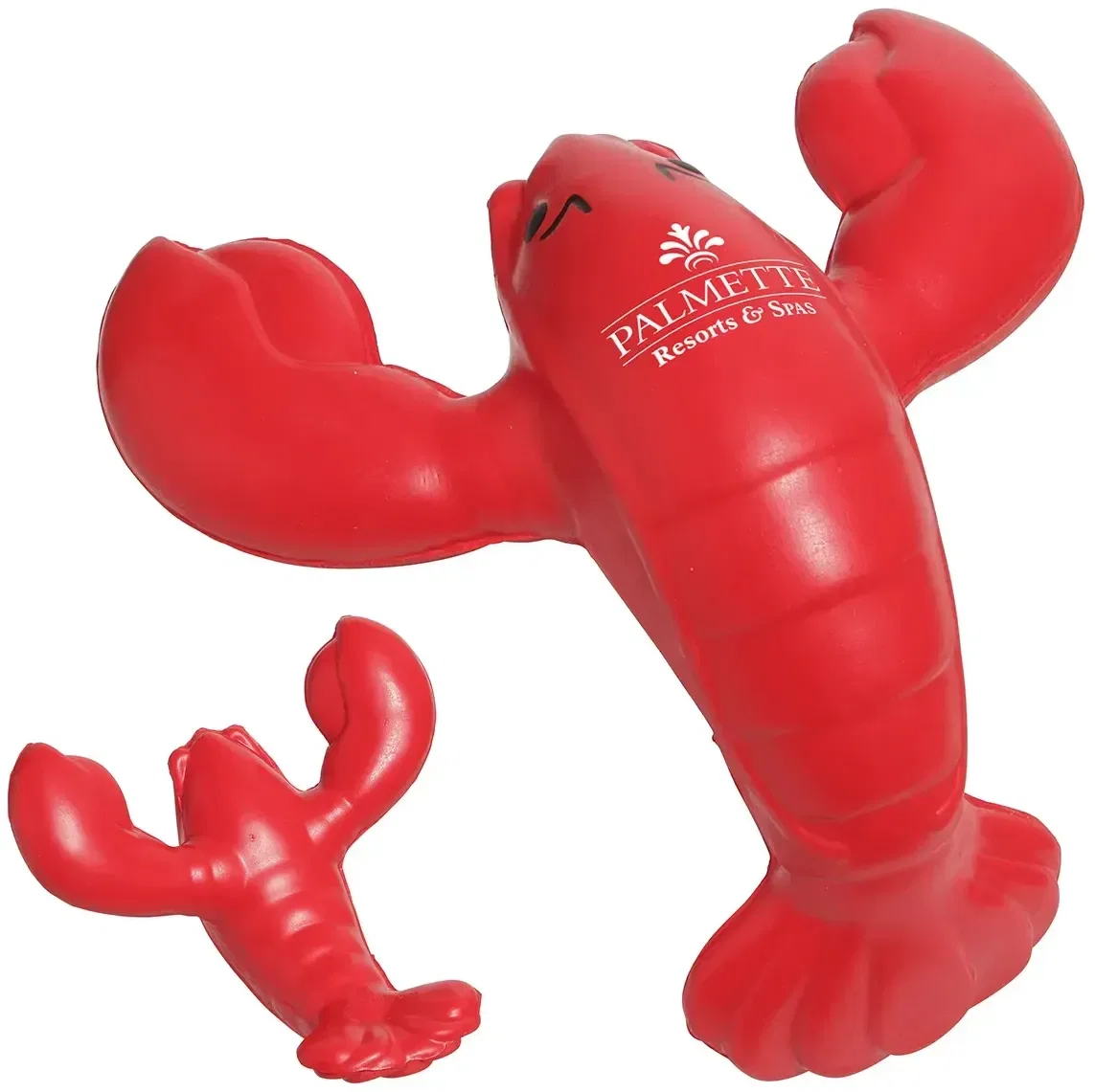 Lobster Stress Reliever custom promotional squeeze toy, front view of branded lobster toy