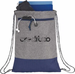 Logan Drawstring Bag with Zippered Pocket and Earbud Port