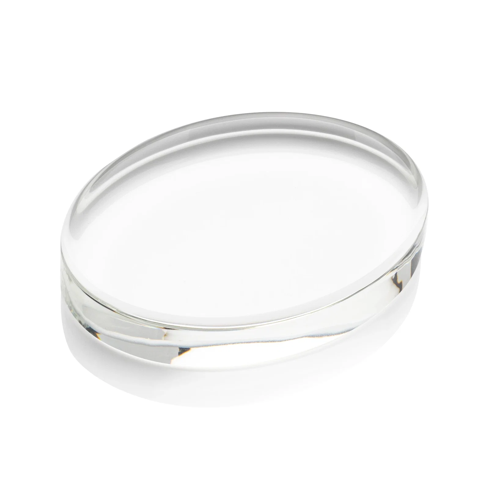 Custom Oval Crystal Paperweight, 3.5" or 4" with Curved Edge, client appreciation gift for safety achievement programs
