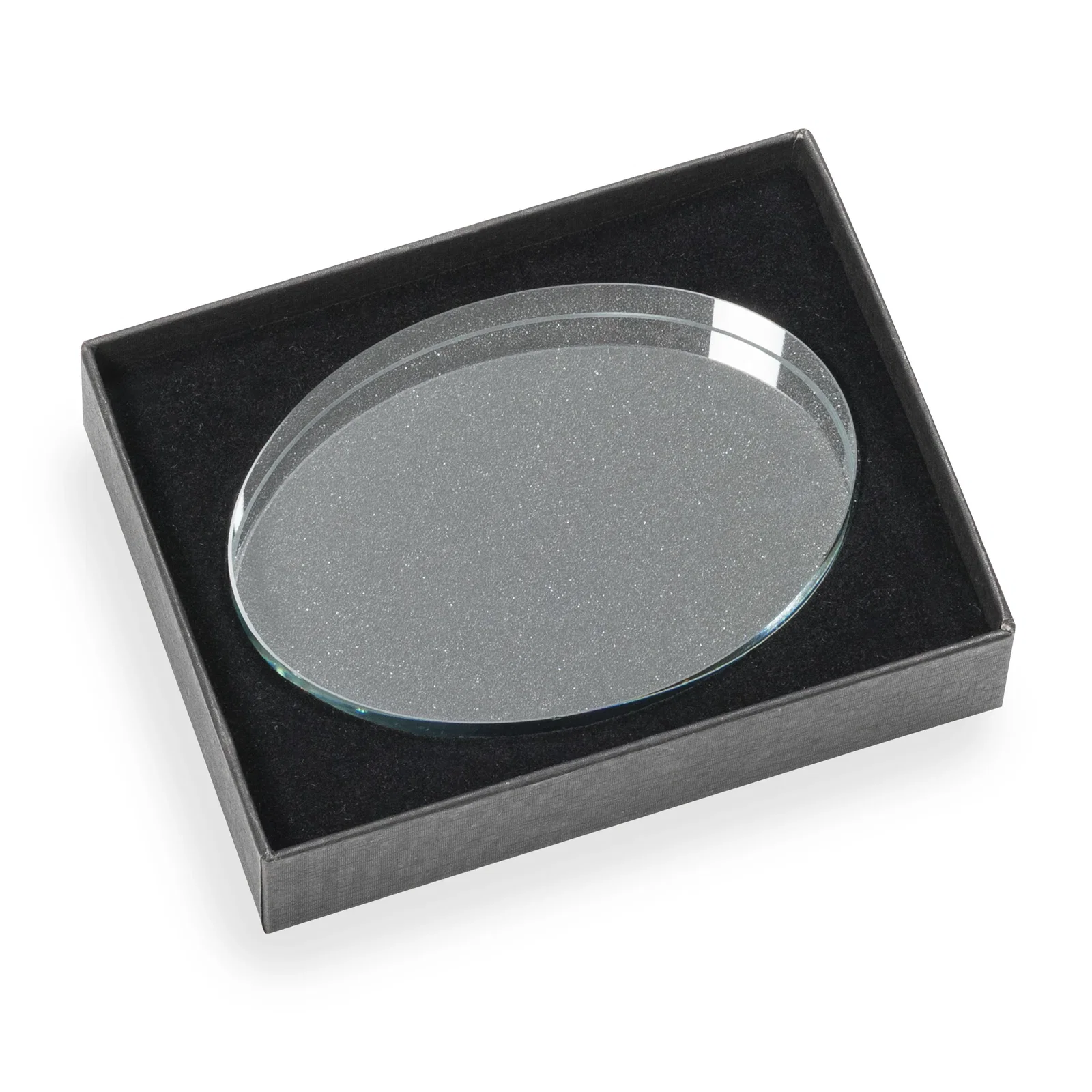 Custom Oval Crystal Paperweight, 3.5" or 4" with Curved Edge, client appreciation gift for sales achievement awards