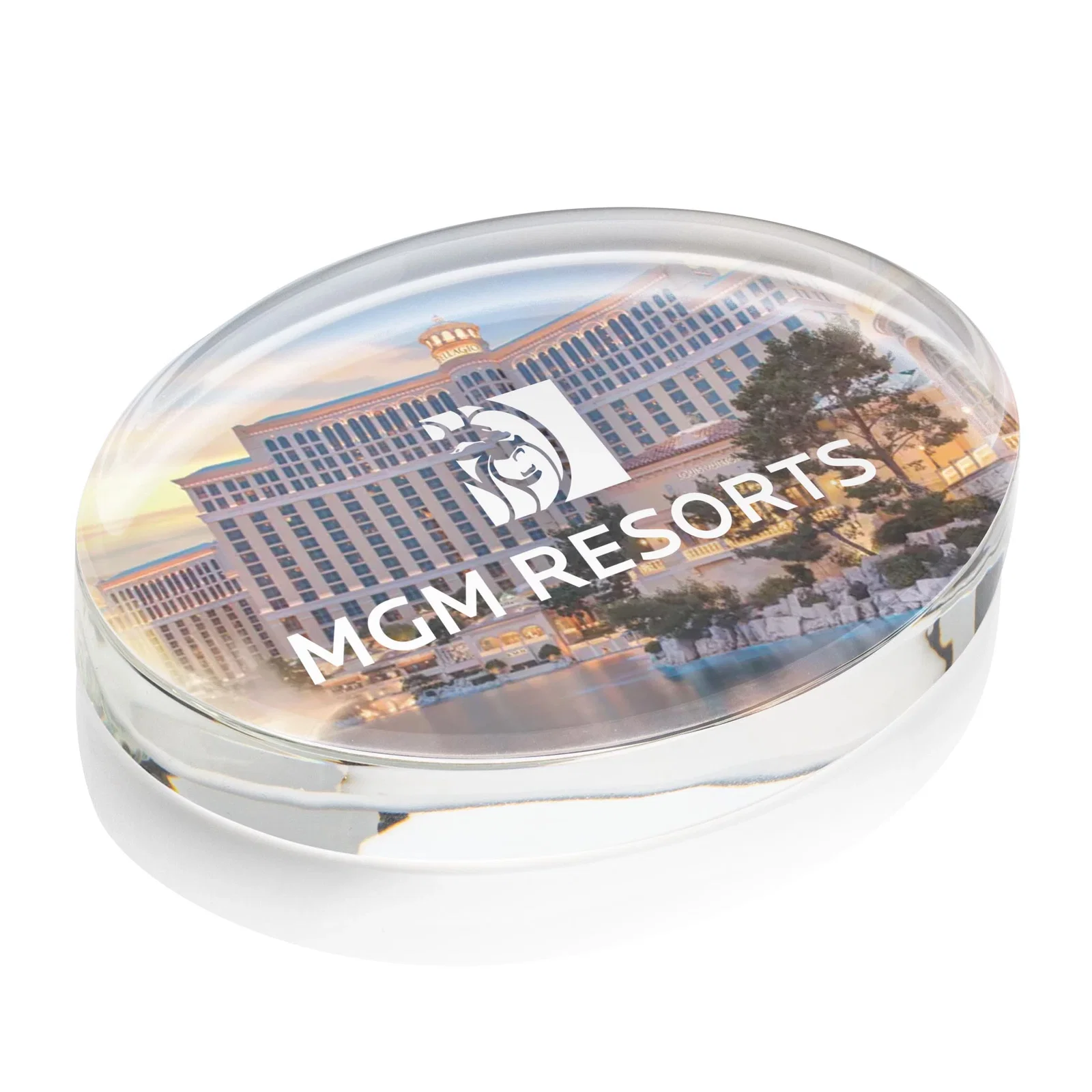 Custom Oval Crystal Paperweight, 3.5" or 4" with Curved Edge, client appreciation gift for donor appreciation