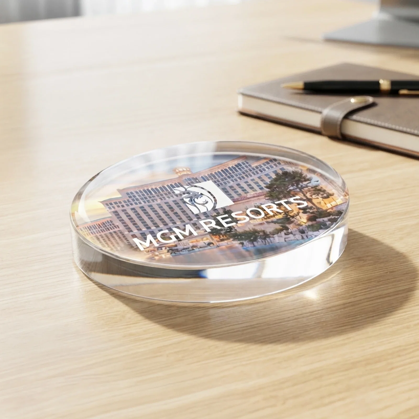 Custom Oval Crystal Paperweight, 3.5" or 4" with Curved Edge, client appreciation gift for graduation ceremonies