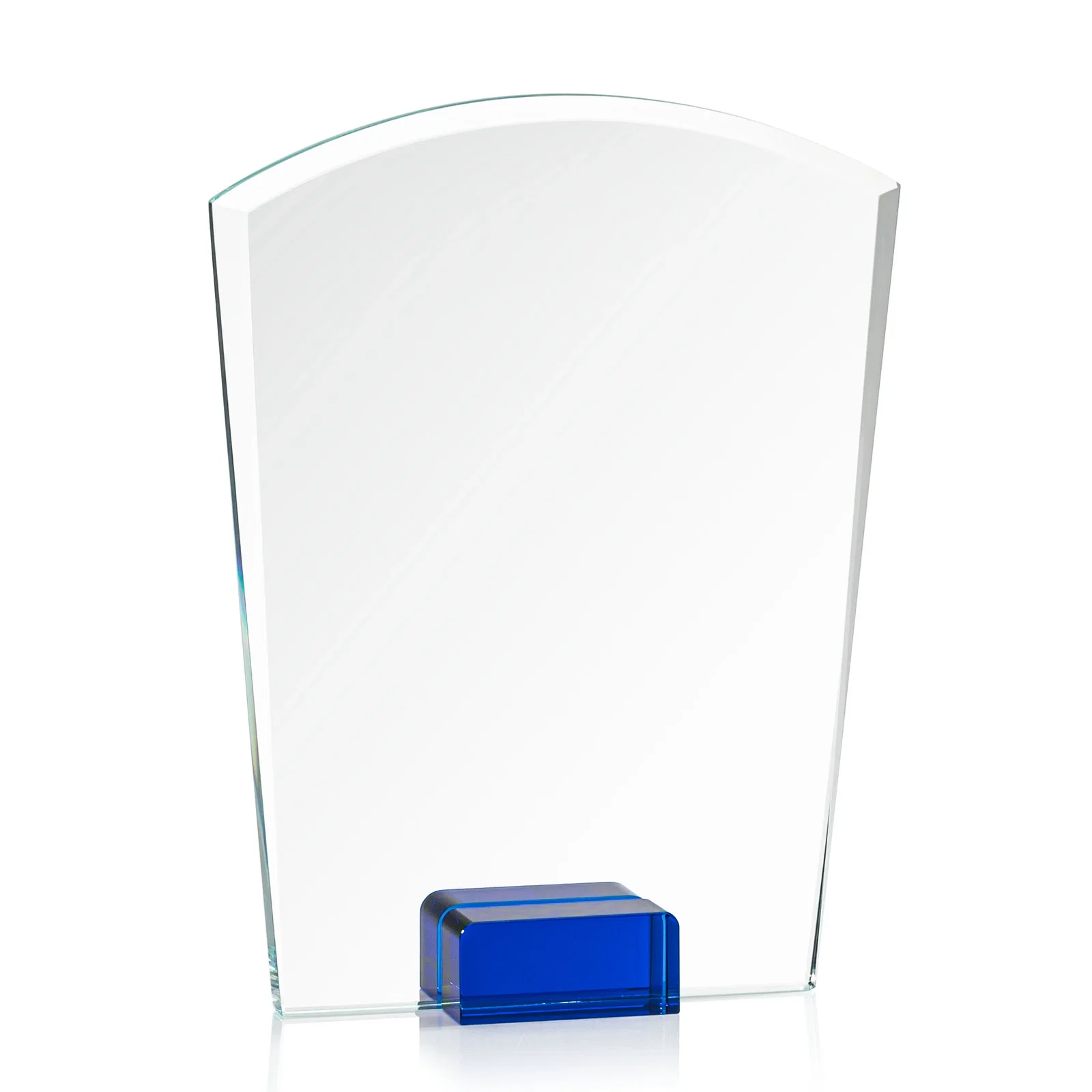 Branded Starfire Crystal Award Propped Between Two Colored Crystal Blocks, awards for safety achievement programs