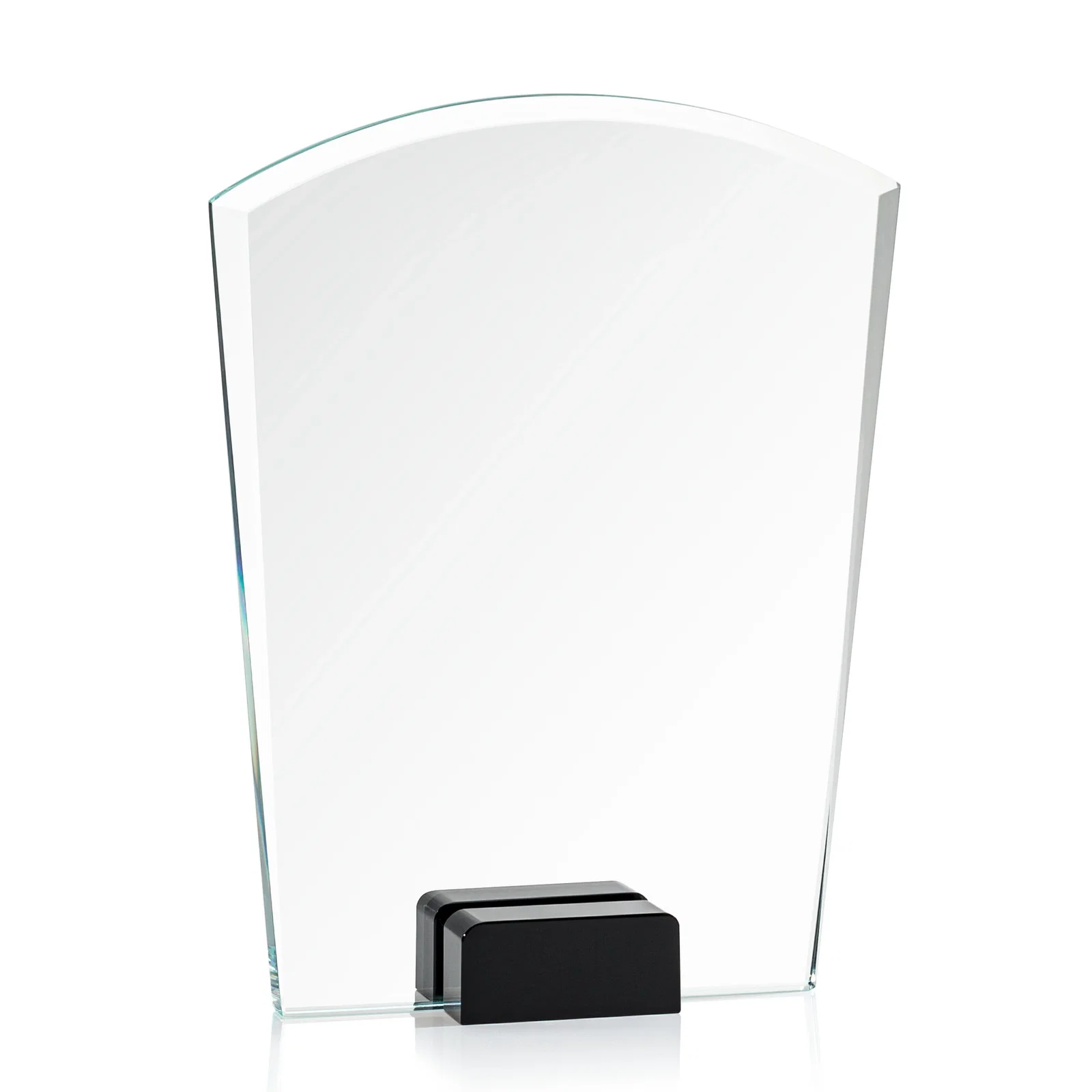 Custom printed Starfire Crystal Award Propped Between Two Colored Crystal Blocks, awards for service anniversary gifts