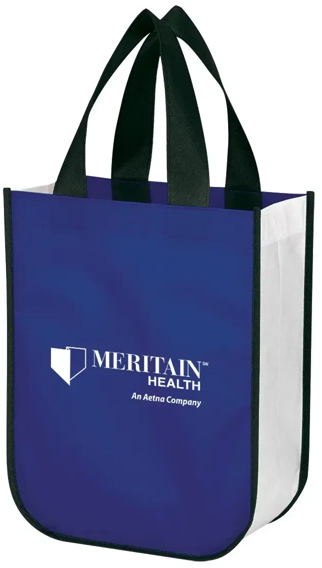 Reusable laminated shopper tote sized for grocery runs