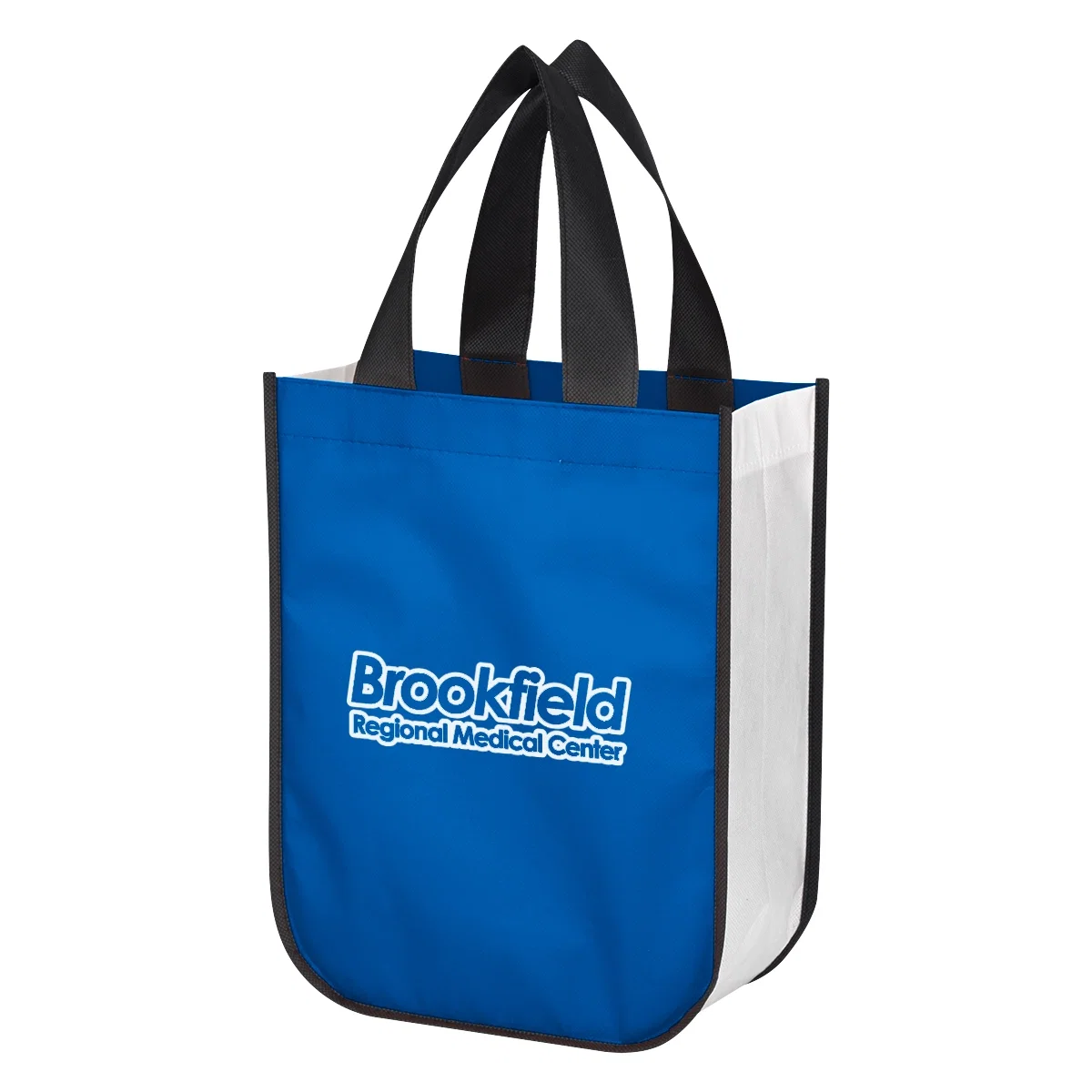 Red tote resting flat with the handles folded