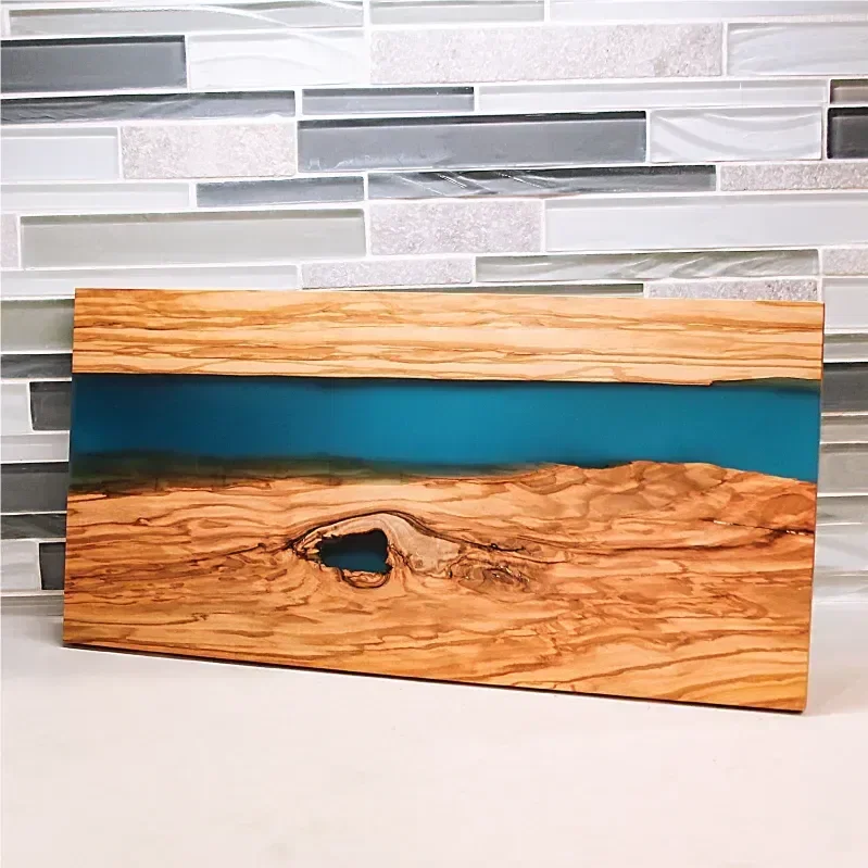 Blue Resin Custom Cutting Board (Olive Wood) — view 3