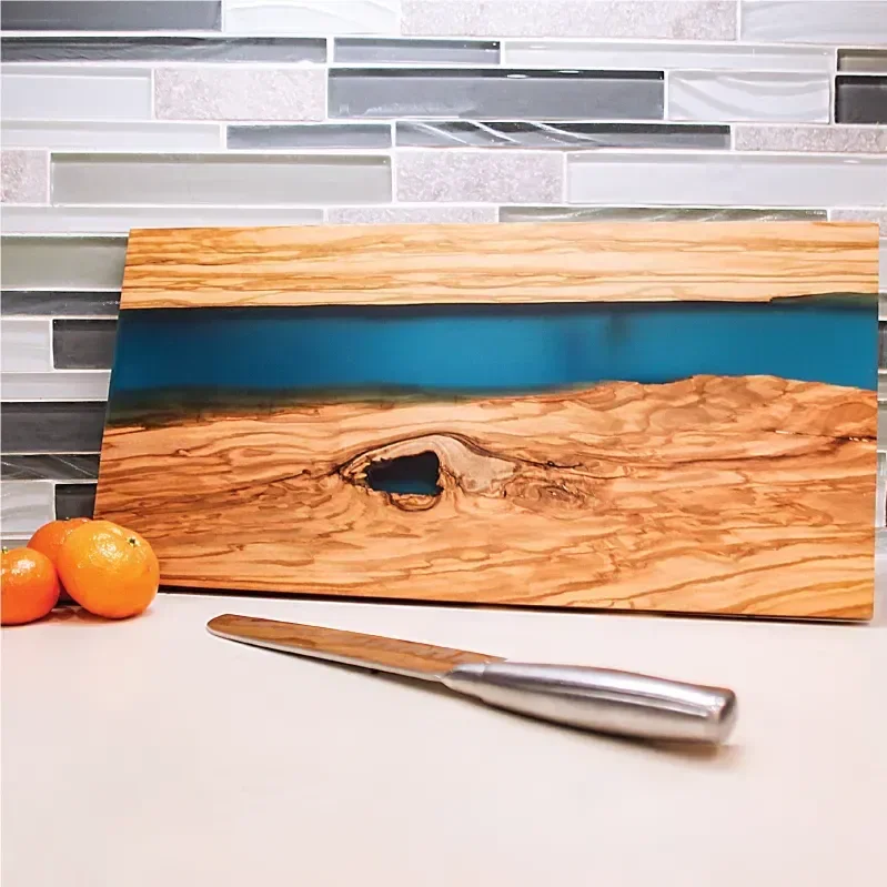 Blue Resin Custom Cutting Board (Olive Wood) — view 4