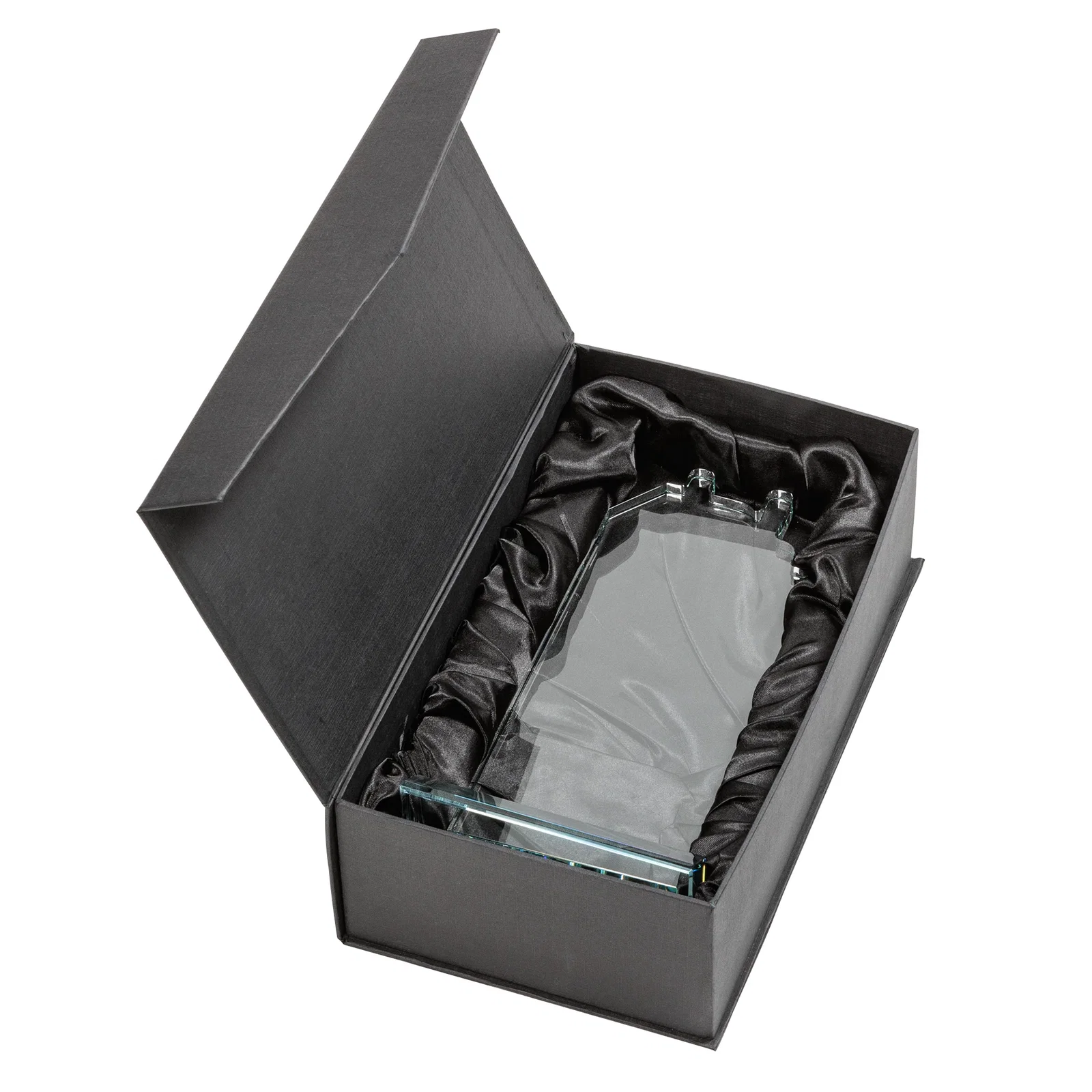 Custom Starfire Crystal Award With Truck Figure on Mitered Base for retirement presentations