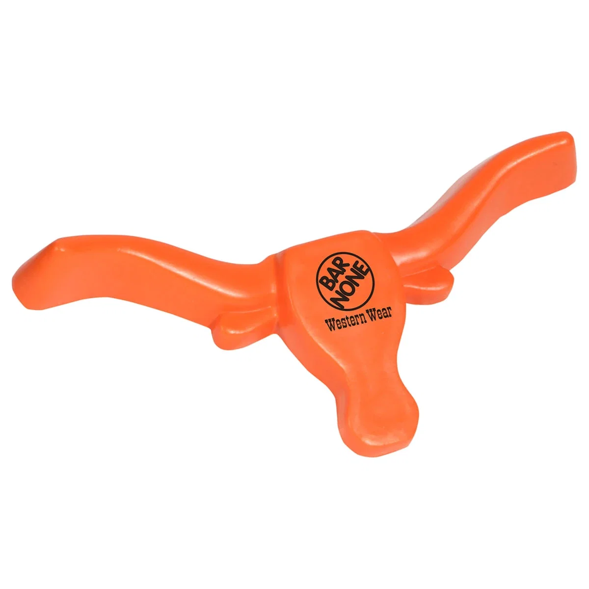 Longhorn-shaped polyurethane stress reliever with imprint spots on front and back