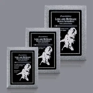 Black Acrylic Plaque on Stone-Edge Gray Base