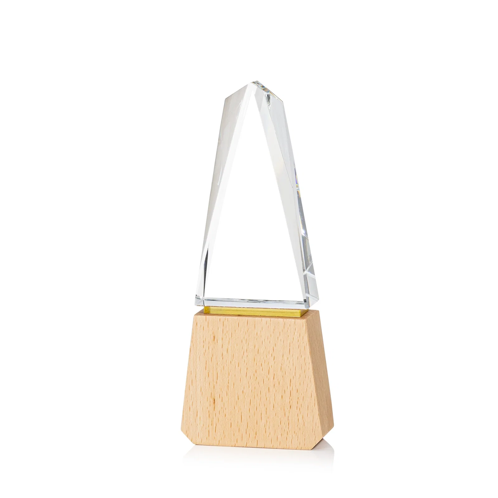 Custom Optical Crystal Award on Beechwood Base with Gold Accent Line for dealer and partner awards