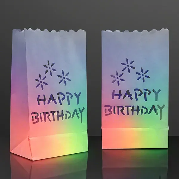 Luminary "Happy Birthday" Bags for LED Candles  Printed — view 2