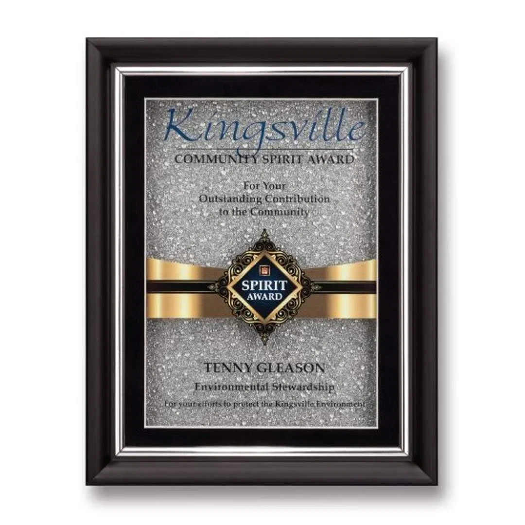 Custom Wood Plaque With Beaded, Light-Scattering Surface Texture, framed awards for service anniversary gifts