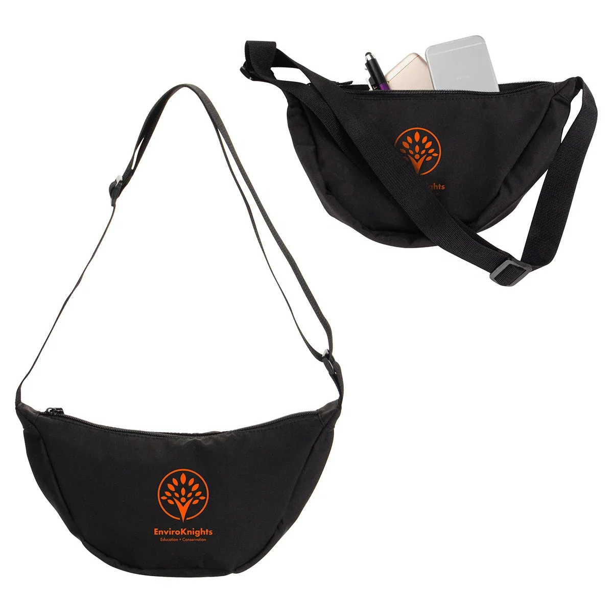 Custom Lune Microfiber Waist Bag, front view of the branded waist bag