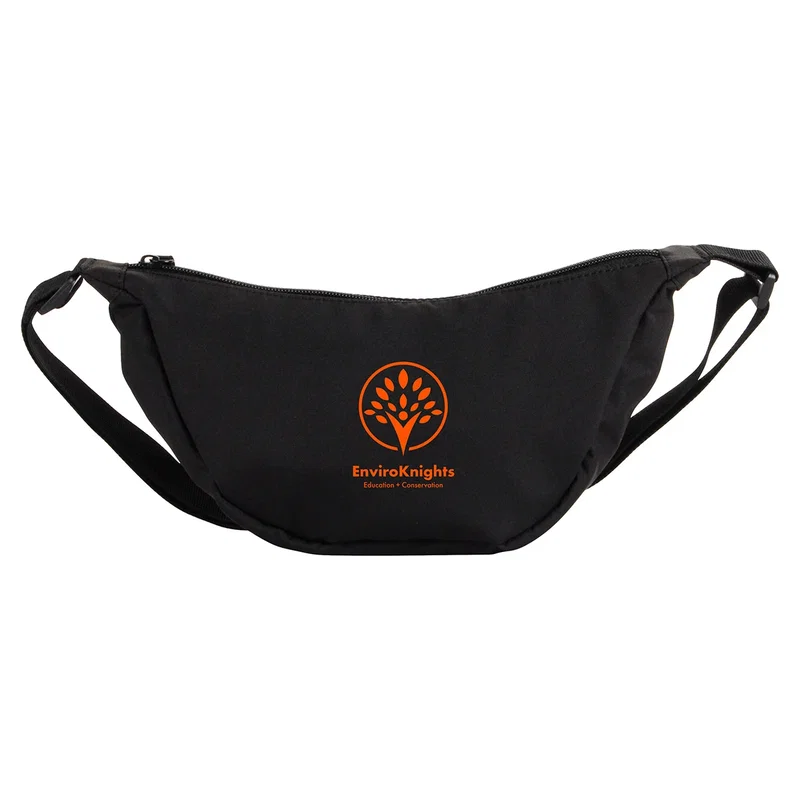 Promotional Lune Microfiber Waist Bag worn around the waist, waist bag in use
