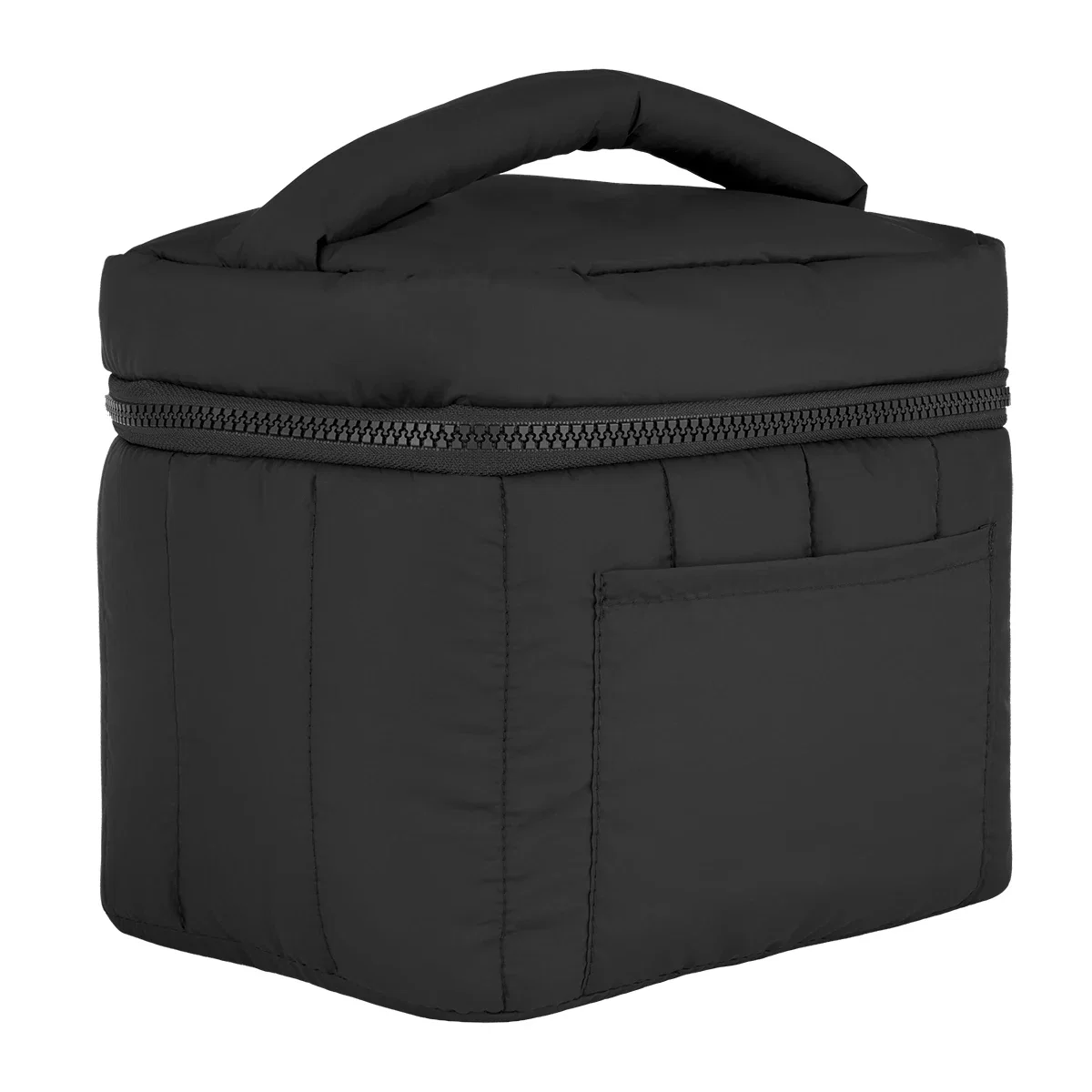 Top zipper opened to reveal the insulated interior