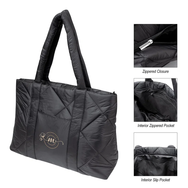 Luxe Quilted Puffer Tote Bag — view 3