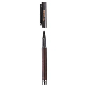 Rosewood Rollerball Pen with Gunmetal Trim, 5 1/2" Pull-Cap