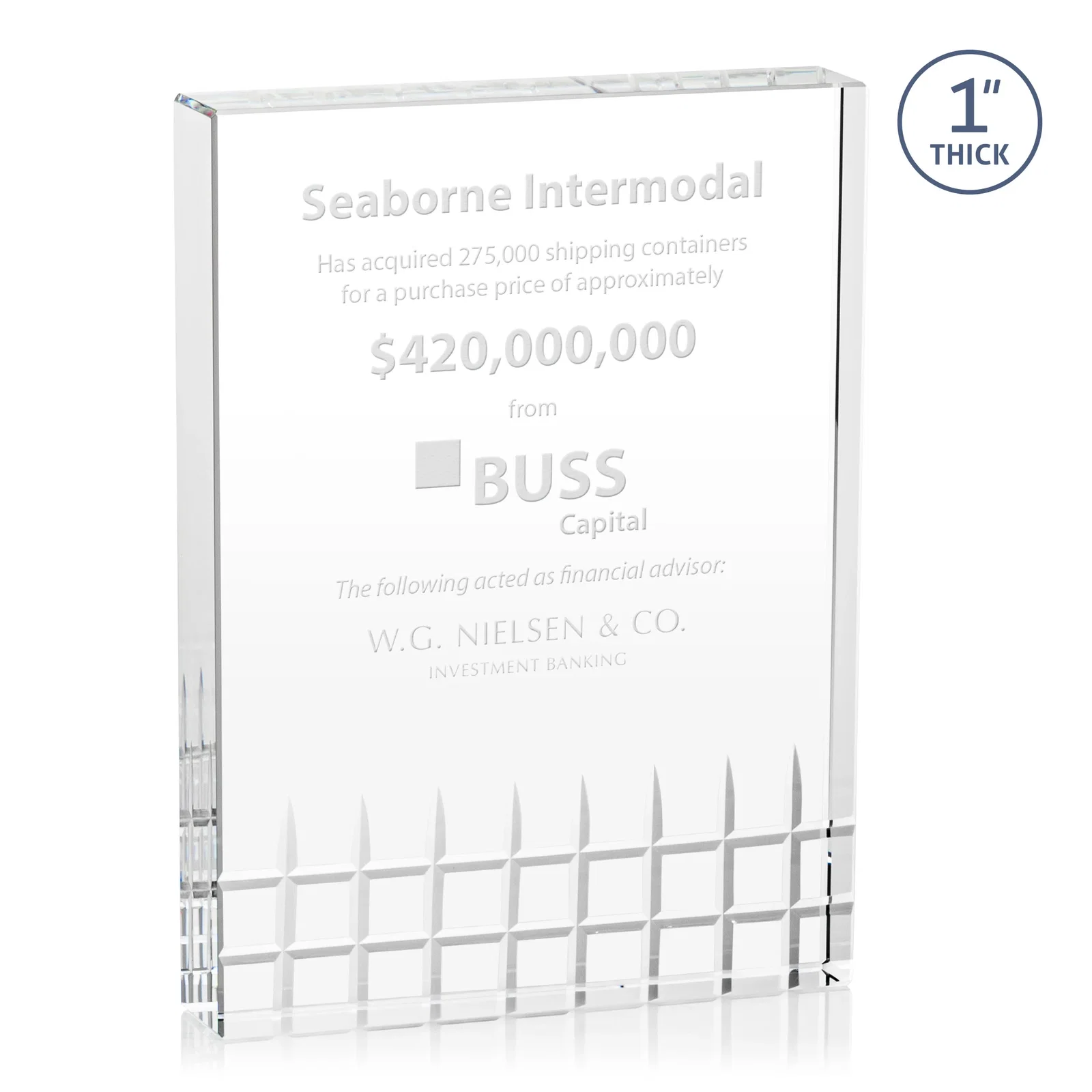 Custom Optical Crystal Rectangle Award, awards for retirement presentations