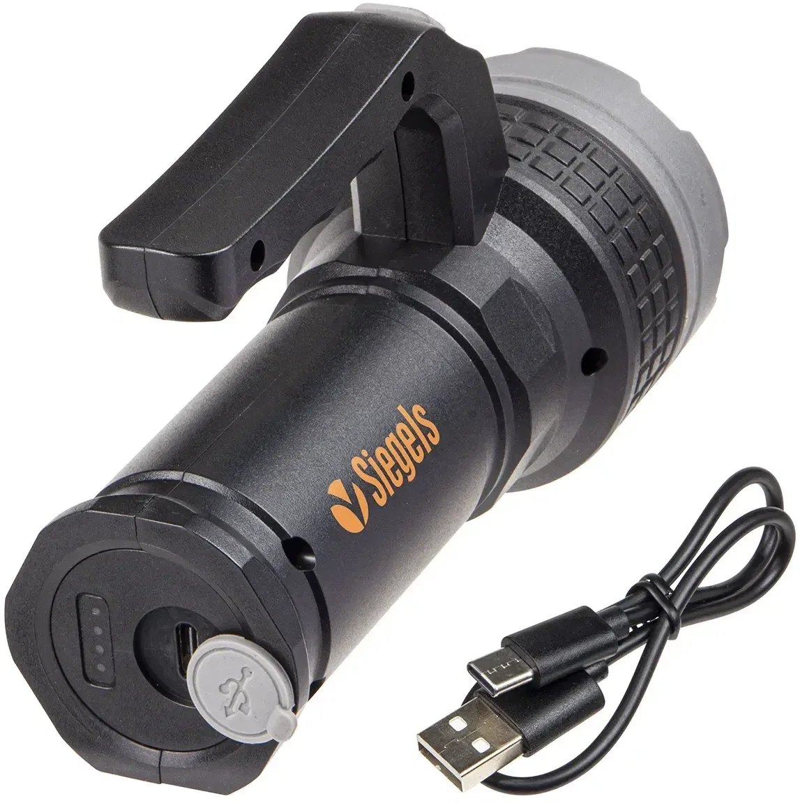 Side COB flood panel on the promotional Lyra rechargeable worklight, angled view