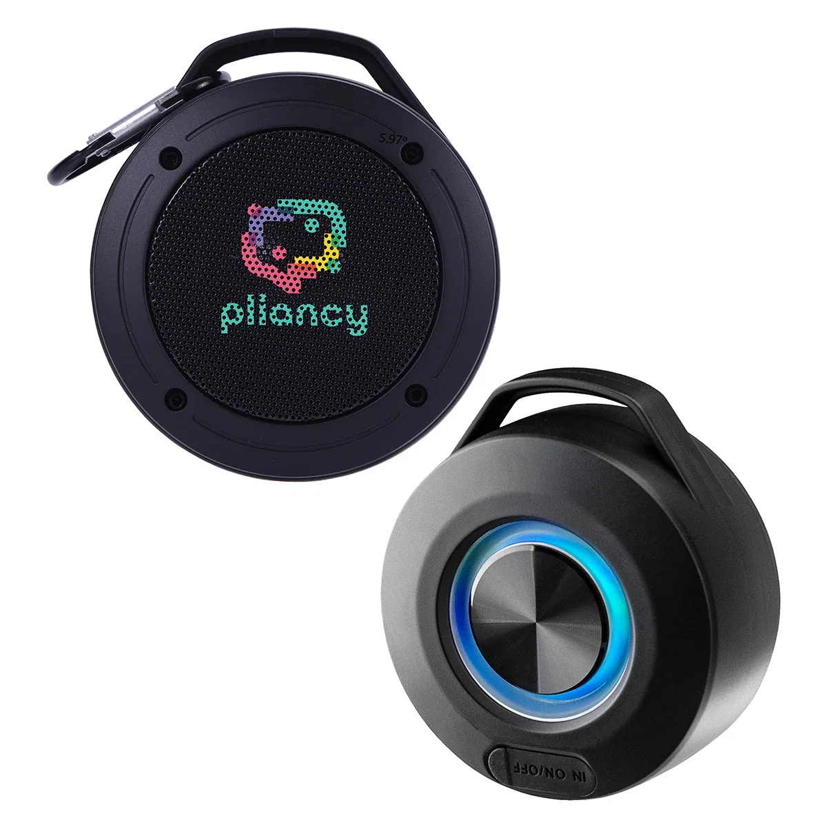 Custom Lyric IPX5 Waterproof Wireless Speaker, front view of the branded portable speaker