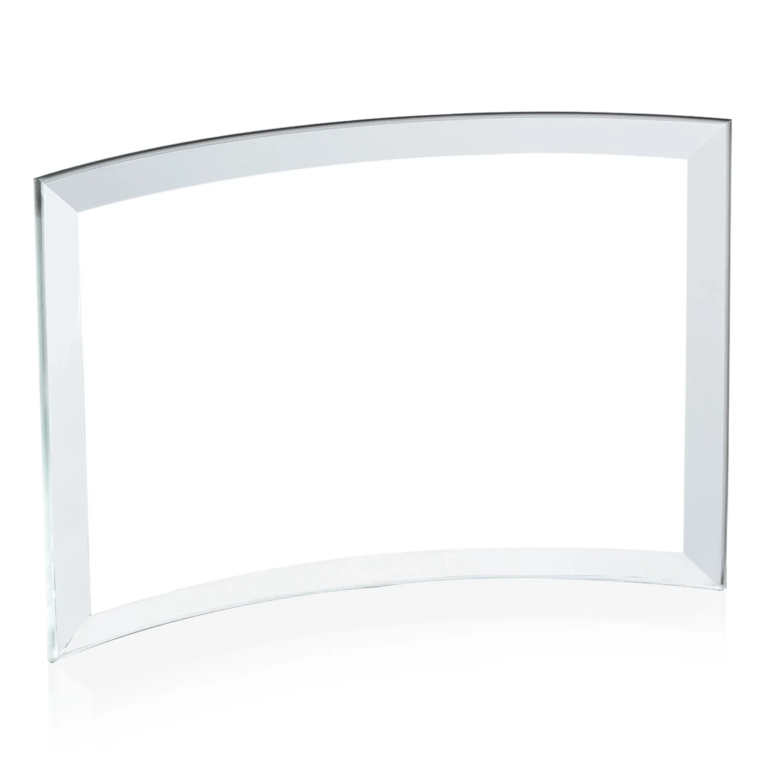Promotional Starfire Crystal Crescent Award With Color Fused Into The Glass for donor appreciation