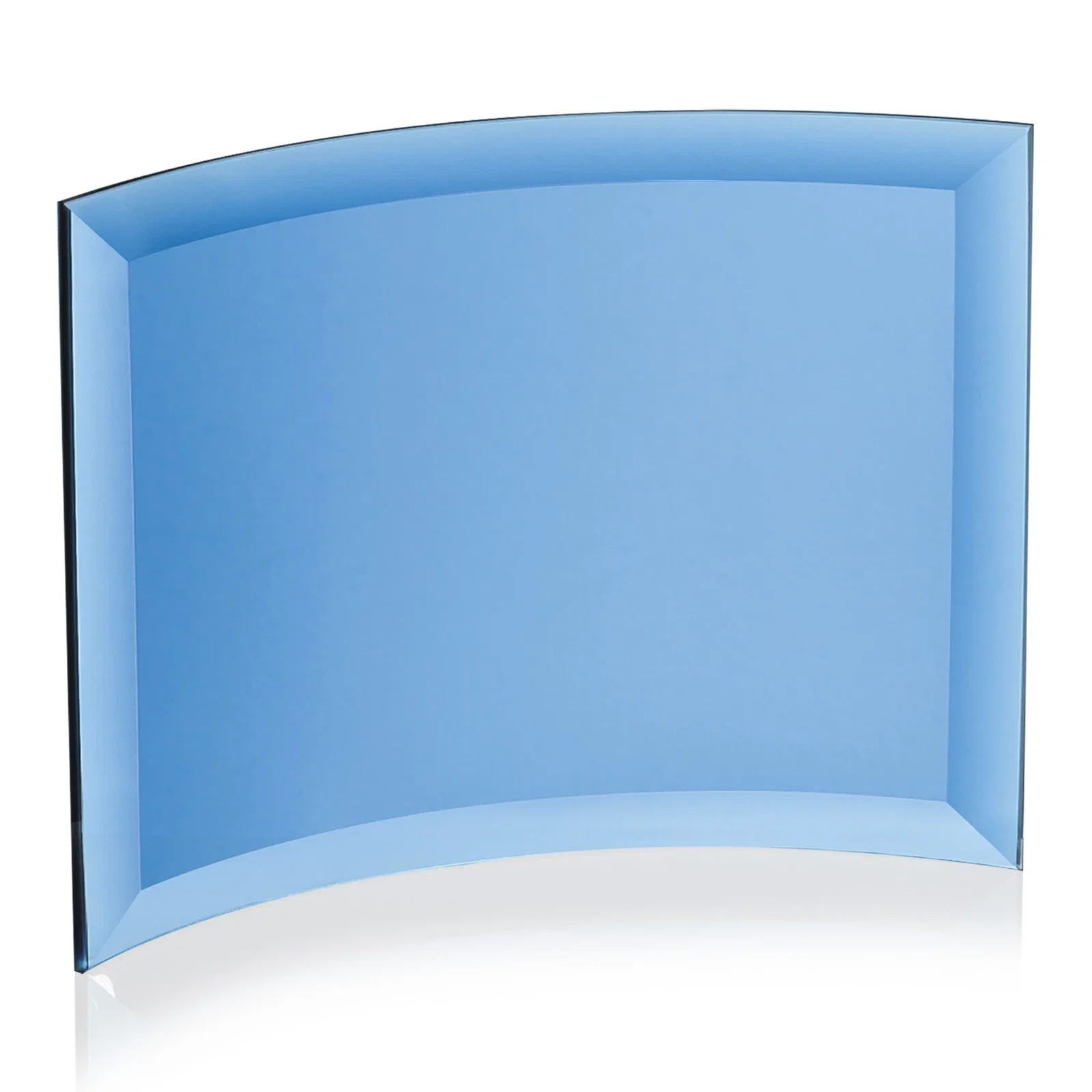 Branded Starfire Crystal Crescent Award With Color Fused Into The Glass for employee recognition