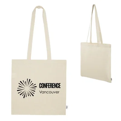 Square cotton tote bag in sturdy eight ounce fabric