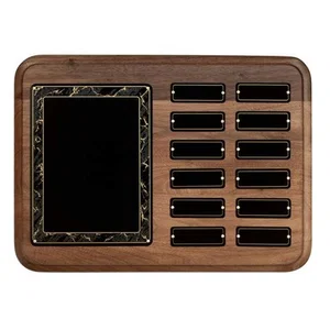 Walnut Perpetual Plaque With Ogee Edge And Marble-Textured Border